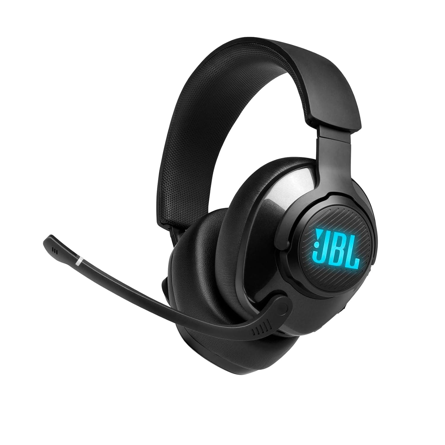 JBL Quantum 400 - USB over-ear gaming headset with game-chat balance dial, QuantumSURROUND and DTS, Voice focus directional flip-up mic and memory foam ear cushions (Black)