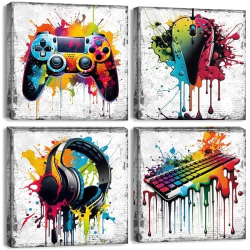 4Pcs Gaming Posters, Wall Art for Bedroom, Game Room Bedroom Wall Décor