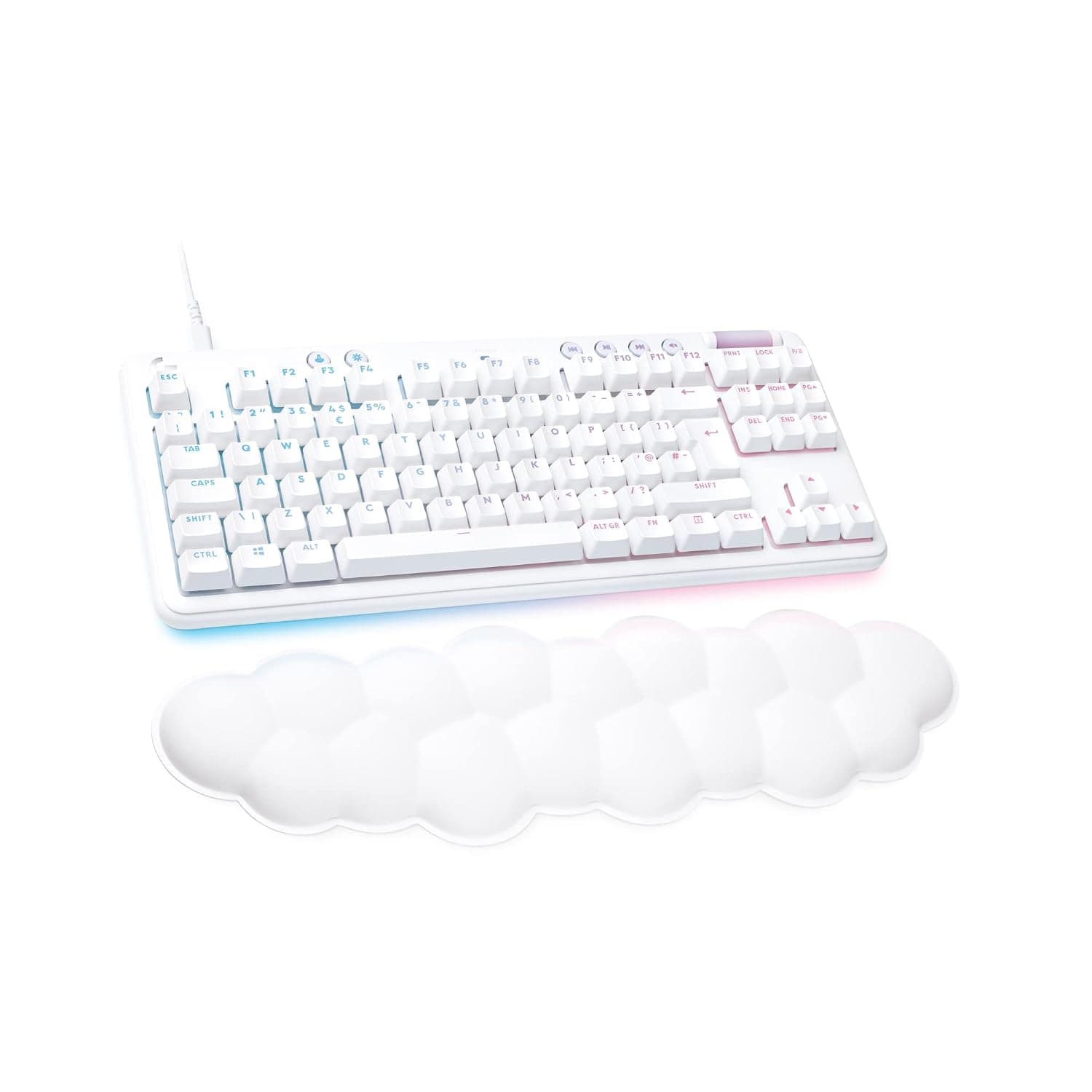 Logitech G G713 Wired Mechanical Gaming Keyboard | LIGHTSYNC RGB, Tactile GX Brown, Palm Rest, PC/Mac, QWERTY UK English - White Mist