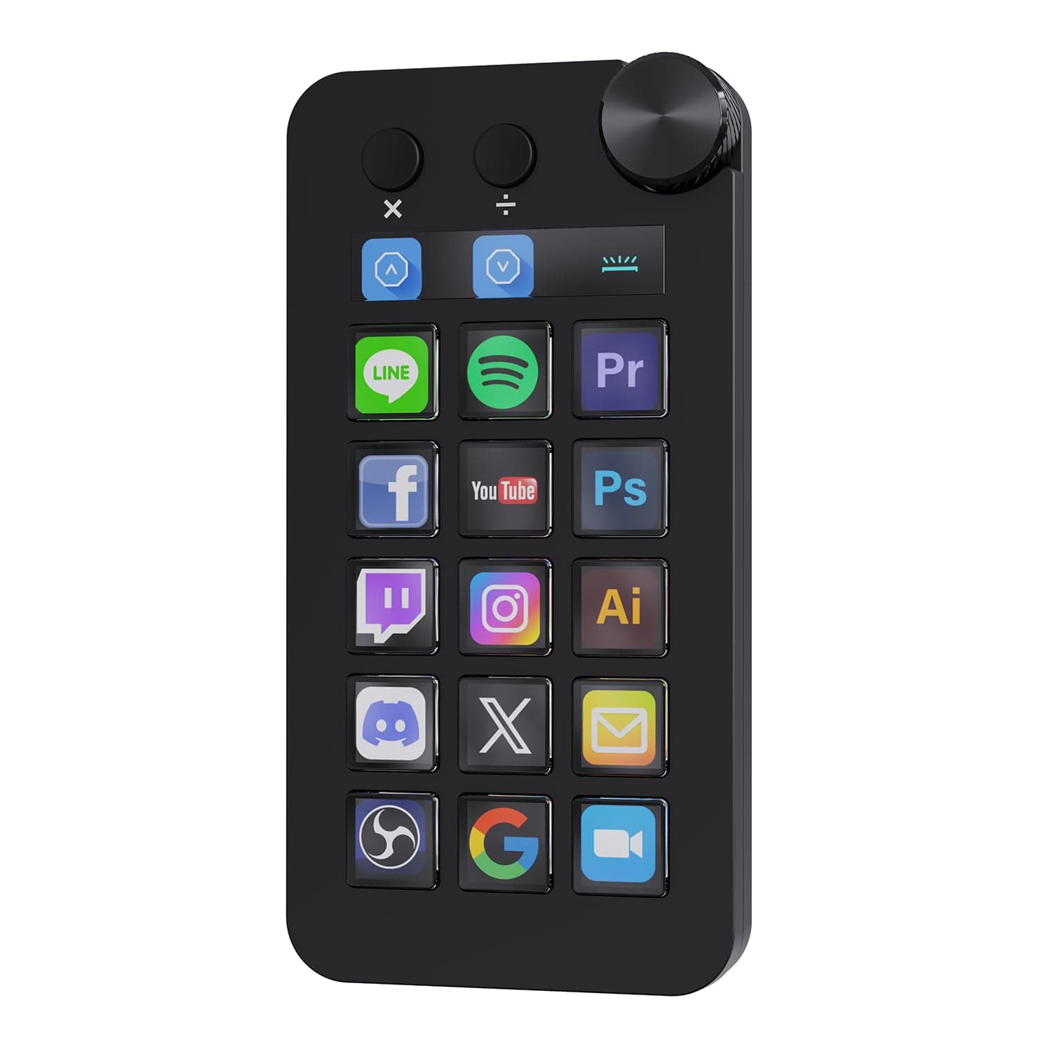 Treaslin N1 3-in-1 Stream Controller Deck,Professional Macro Keypad with 15 Animated LCD Keys,Knob&Display,Doubles as Numpad&Calculator for Streaming&Productivity(Win10+/Mac14.0+)-Black