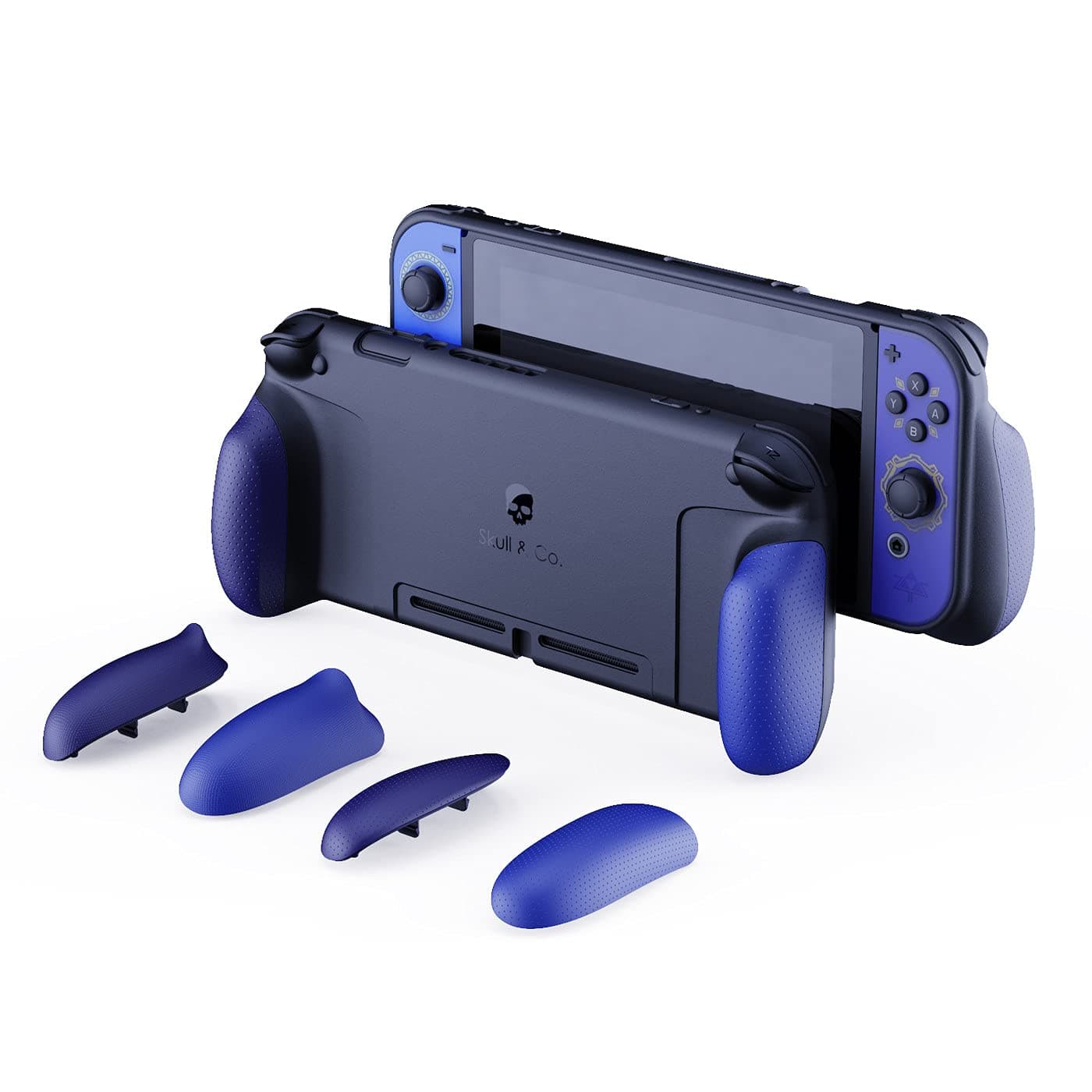 Skull & Co. GripCase: A Dockable Protective Case with Replaceable Grips [to fit All Hands Sizes] for Nintendo Switch [No Carrying Case] - Skyward Sword HD Blue