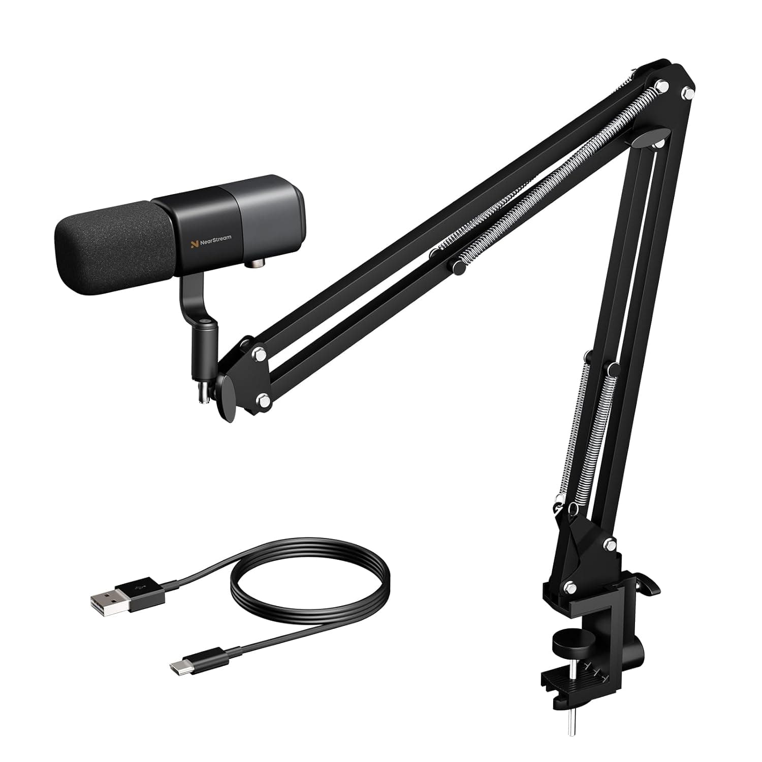 NearStream AM20X USB/XLR Condenser Podcast Microphone with Boom Arm | Supercardioid Pickup with 48kHz/24-Bit Audio, AI Noise Canceling, Gain Control, Monitoring, for Streaming or Podcasting