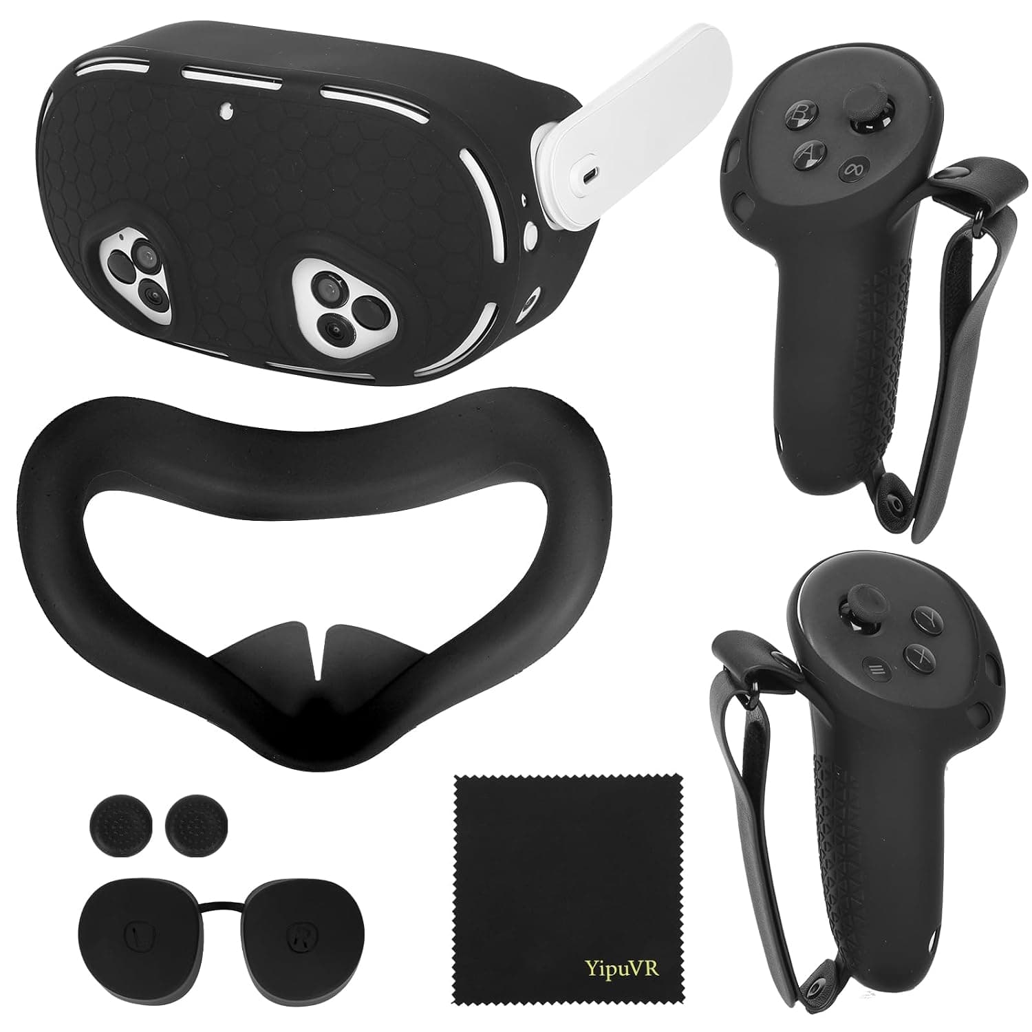5-in-1 Silicone Case Set for MetaQuest 3S, with Lens Cover & Grips