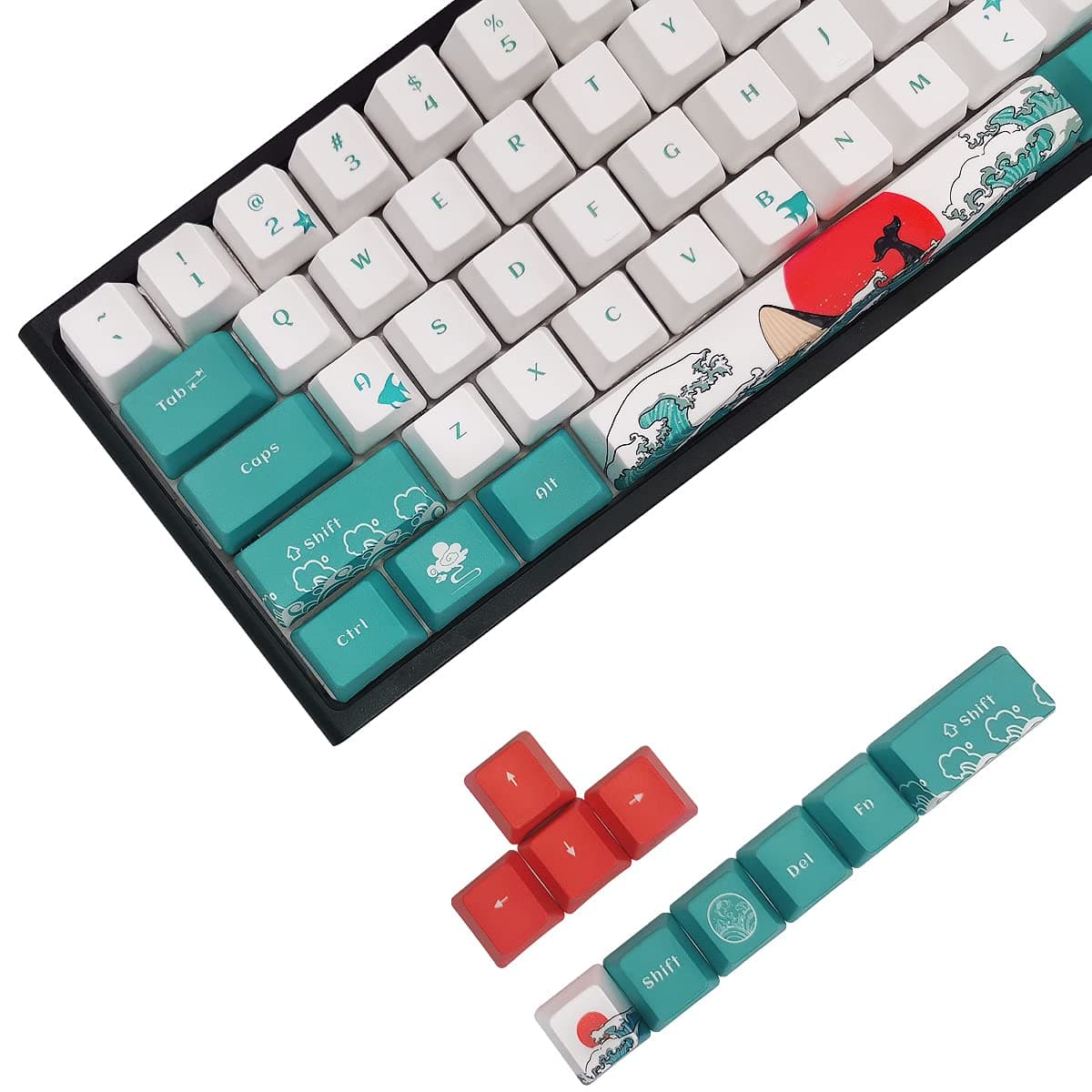 SDYZ Custom Keycaps - 60 Percent Mechanical Keyboards, 71 Key Set, OEM Profile PBT (Coral Sea)