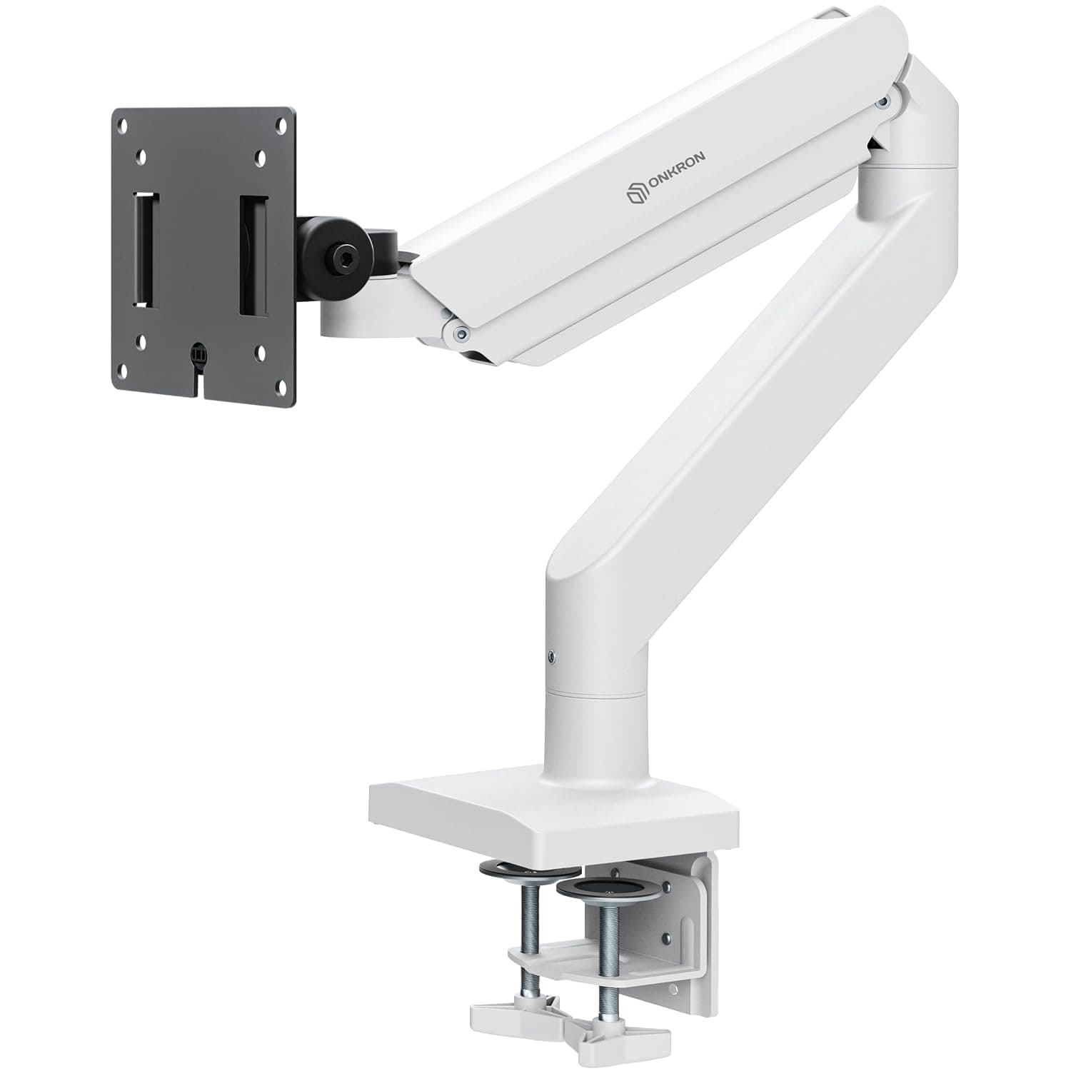 ONKRON Desk Monitor Arm 13"-55", up to 25 kg, VESA 75x75-100x100, G110-BW | Monitor arm desk mount, reach up to 600 mm, gas spring, quick-release VESA, curved screens, design & gaming, black and white