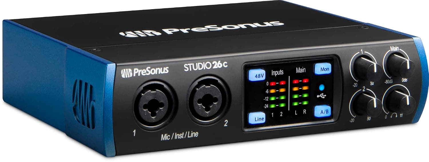 PreSonus Studio 26c, USB-C, Audio Interface, For Recording, Streaming, Podcasting, with Software Bundle including Studio One Artist, Ableton Live Lite DAW | Ableton Live Lite plus included DAW software