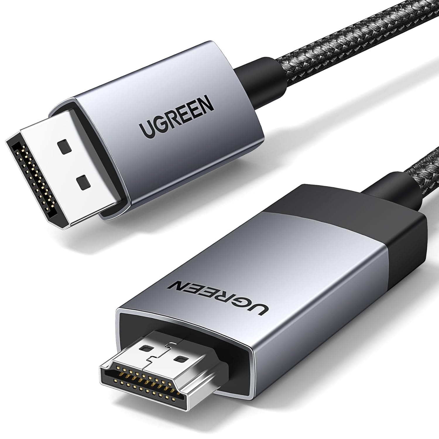 UGREEN 4K@60Hz DisplayPort to HDMI Cable Uni-Directional DP 1.2 to HDMI 2.0 Cord HDR Active Aluminum Braided DP to HDMI Converter for Multi-Screen Compatible with Monitor, Projector, Dell, Lenovo(1M)