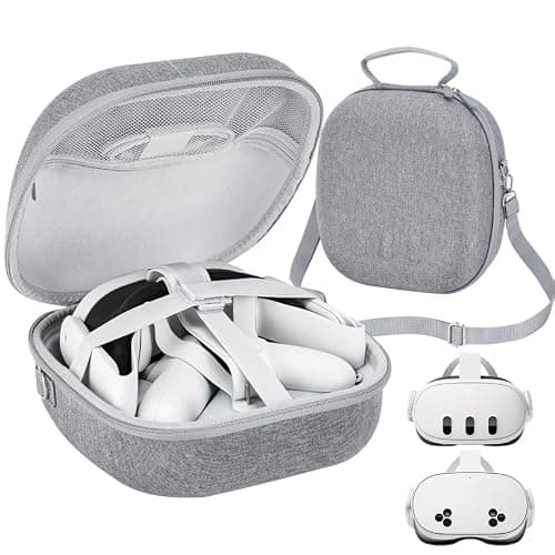 SMICEM Hard Carrying Case Compatible with Meta Quest 3S/Quest 3 Official Original/Elite Strap VR Gaming Headset, Portable Travel Vision Pro Case for Touch Controllers Accessories