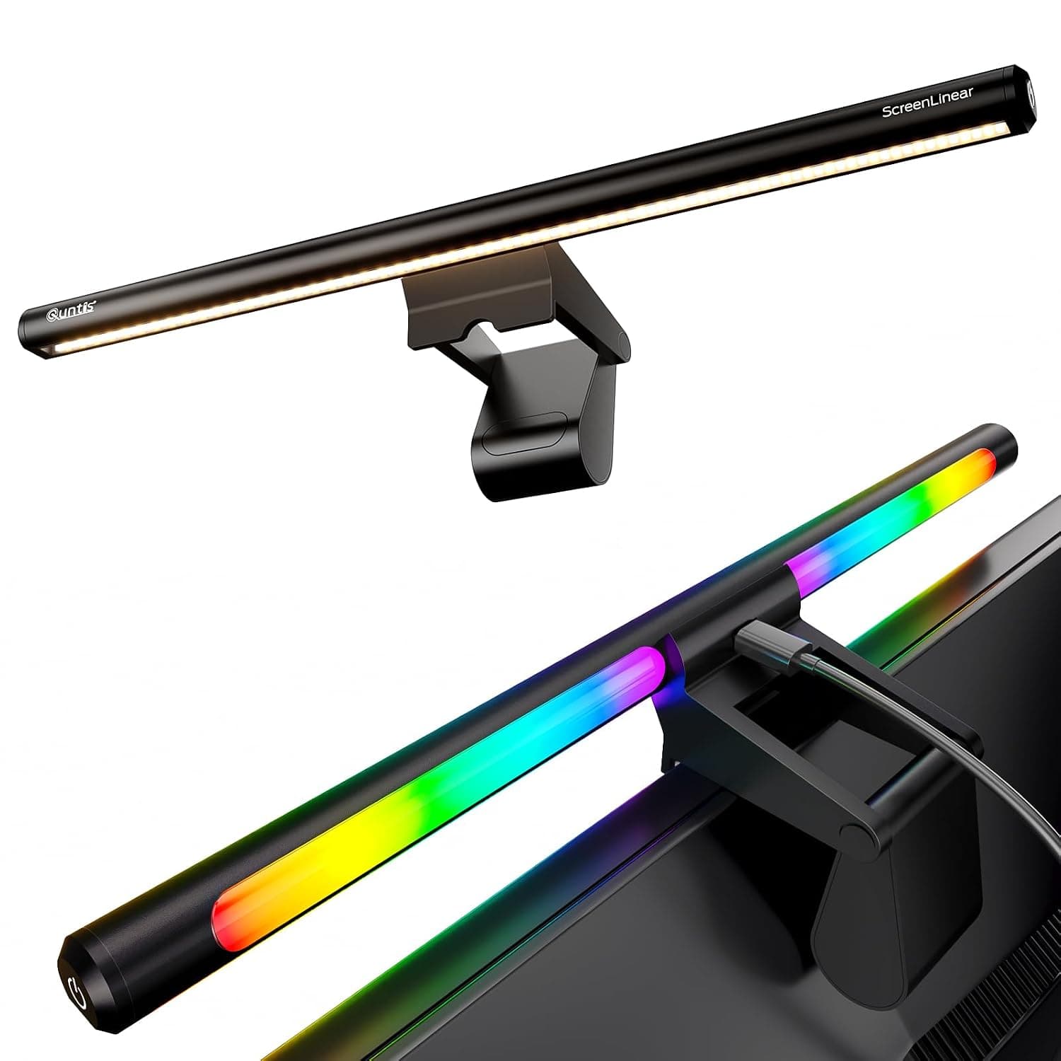 Quntis 40cm Monitor Light bar & 24 RGB Modes Backlight, Eye Care 900Lux | Computer Monitor Lamp Dimmer & Color Temperature, No Glare Memory Function Vivid Gaming Experience Screen Light, Fits 17"-27"