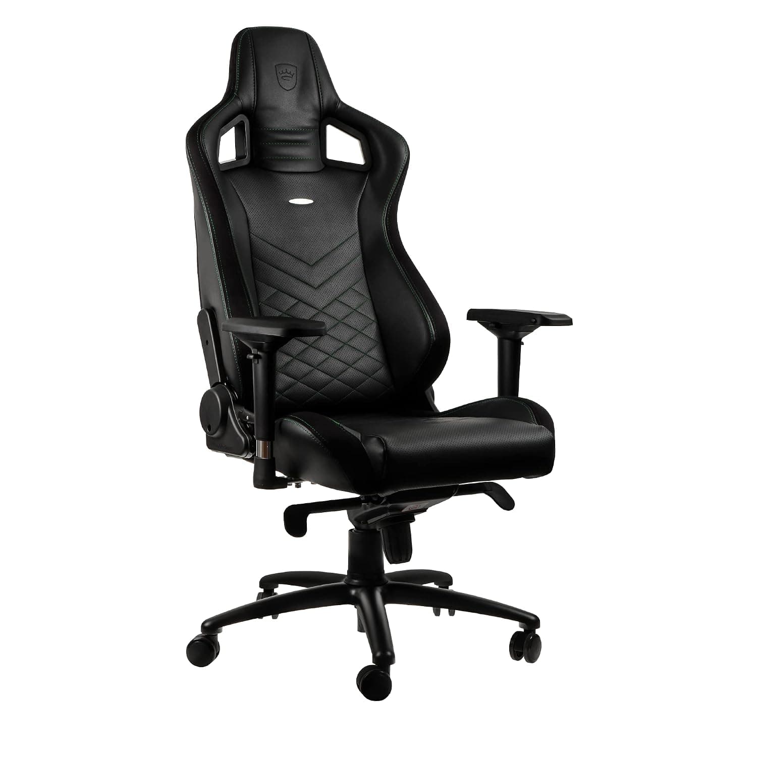 noblechairs EPIC Gaming Chair - Office Chair - Desk Chair - PU Faux Leather - 120kg - 135° Reclinable - Lumbar Support Cushion - Racing Seat Design - Black / Green
