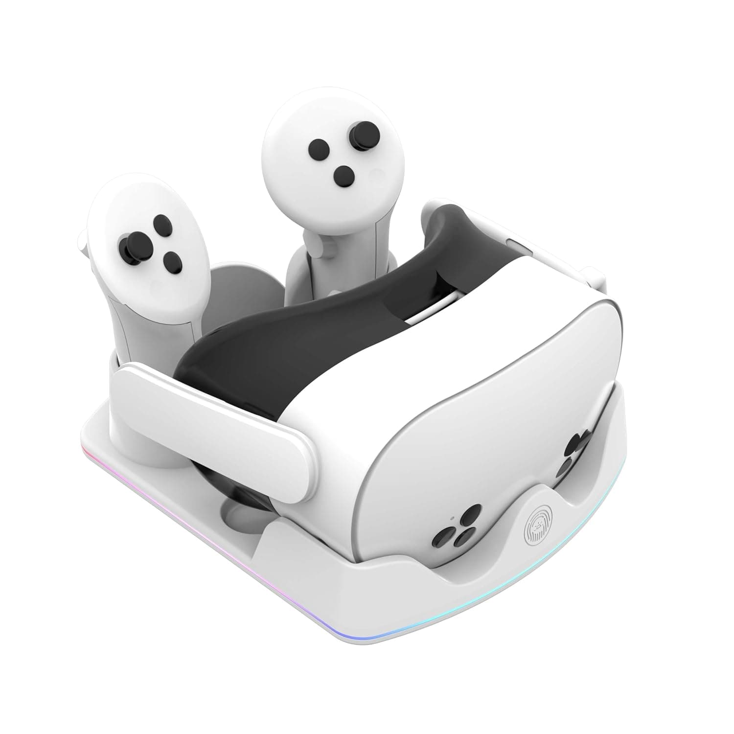 Charging Dock for Meta Quest 3S/3/2, Fast and Secure Charging | 5-Colour RGB Light Charging Station, VR Glasses Accessories with Stand for Headset & Controller
