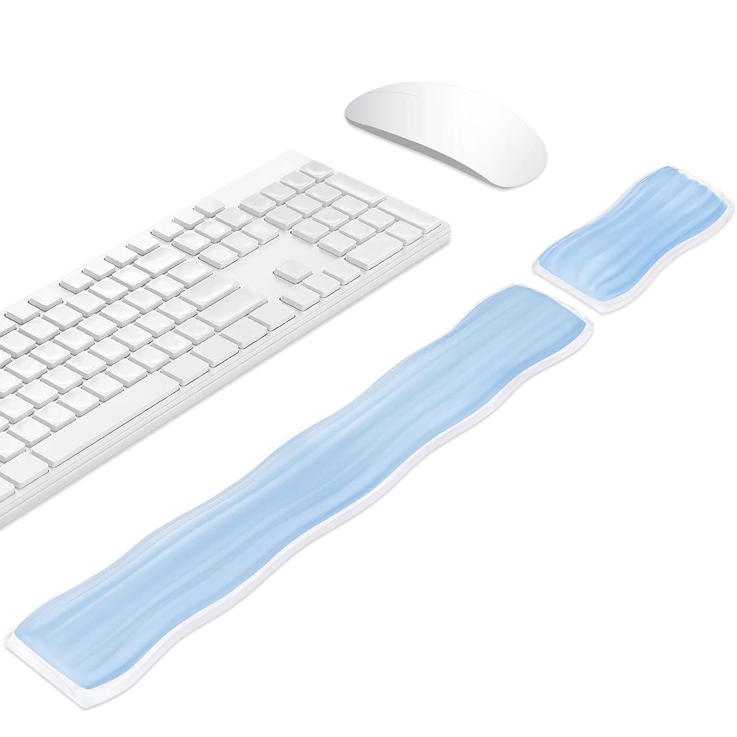 Modixun Gel Wrist Rest for Computer Keyboard and Mouse, Ergonomic Clear Keyboard Pad and Mouse Wrist Rest for Gaming, Computers, Laptops, Office Use (Blue)