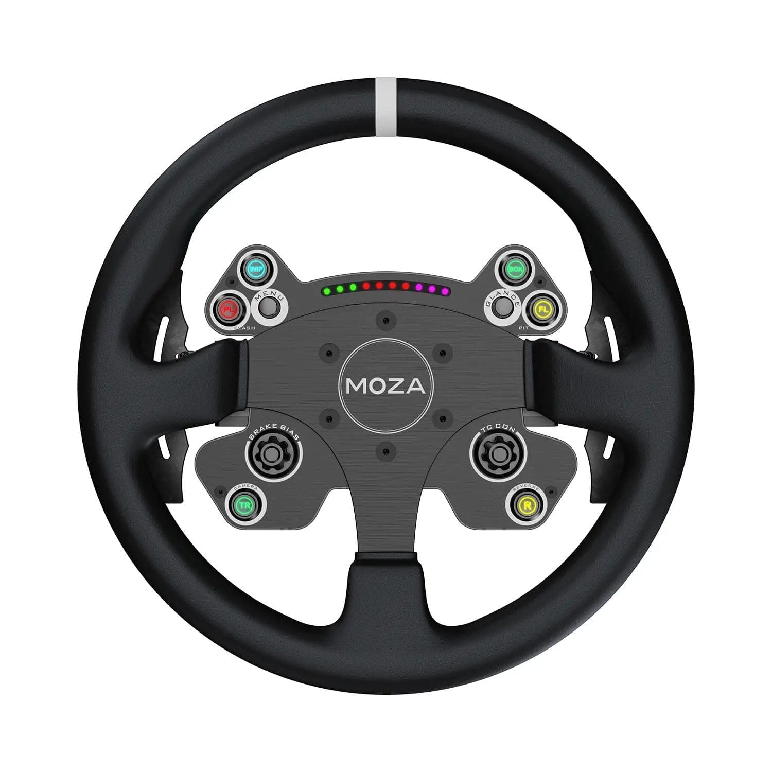 MOZA CS V2P Sim Racing Steering Wheel 13-inch for PC, Black | 10 RGB Lights, 6 programmable buttons and 2 Joysticks, Aviation Grade Aluminum Alloy Rim