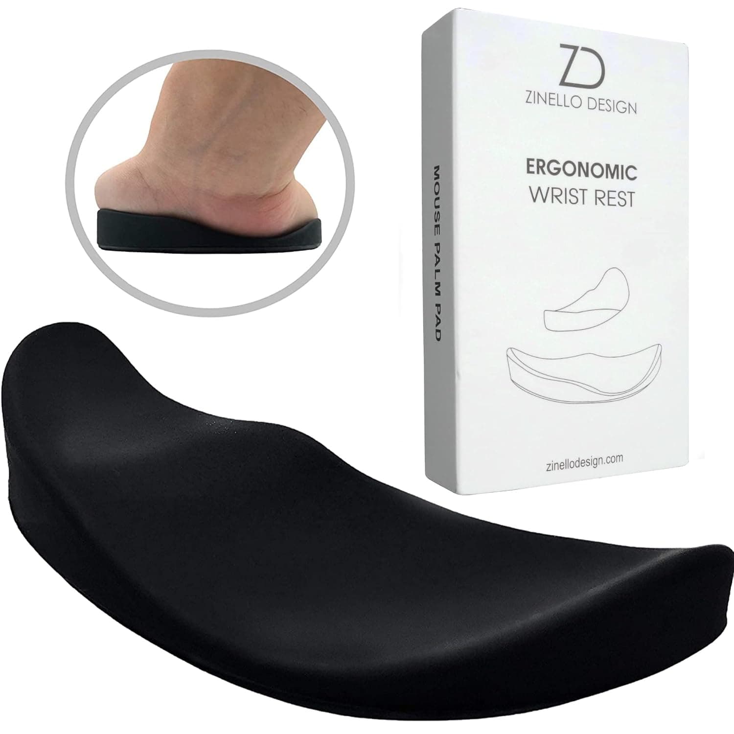 Ergonomic Wrist Rest Mouse Pad and Computer Keyboard Mobile Cushion for Wrist Support Designed by Doctors to Relieve Hand Pain and Carpal Tunnel Syndrome (Left Hand, Black)