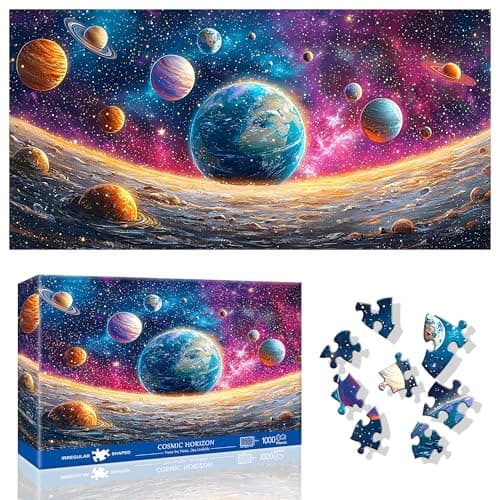 Ginfonr 1000 Piece Jigsaw Puzzles for Adults - COSMIC HORIZON, Irregular Shaped Pieces for Challenging Fun, No Dust Classic Landscape Artistic Puzzle, Gifts for Family Game Night 31.5 x 16 inch