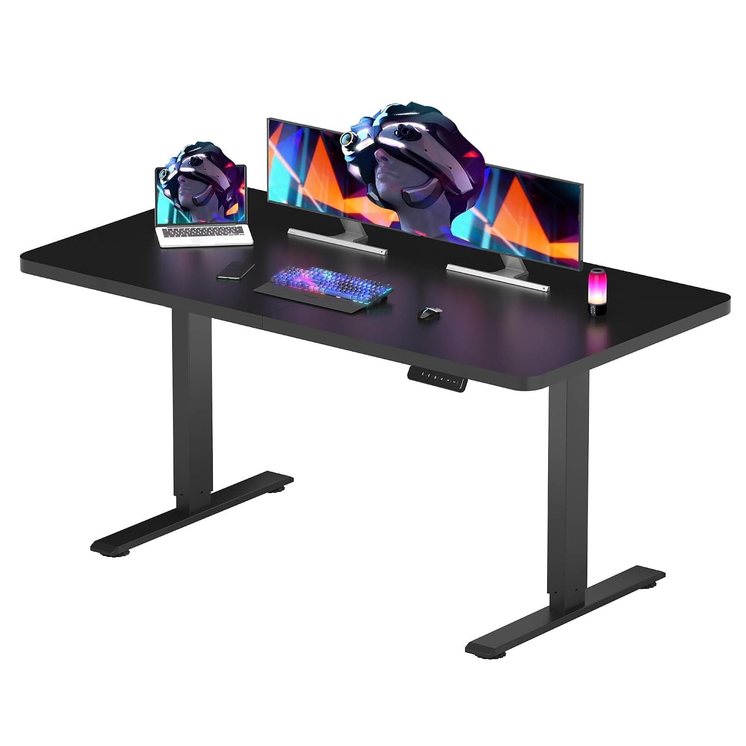 FLEXISPOT E1 Electric Standing Desk ONE PIECE Height Adjustable | Sit Stand Desk with Memory Smart Panel(100 * 60cm, Black)