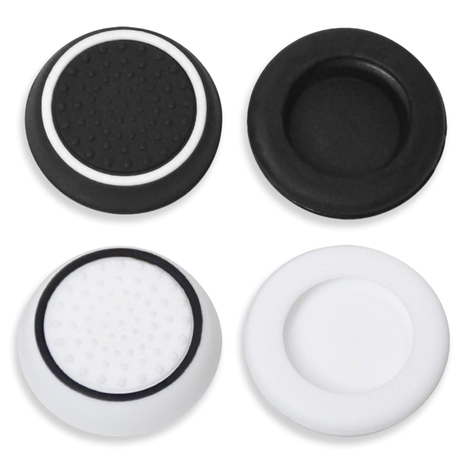 4Pcs Performance Grips Caps, Silicone Thumb Stick Gamepad Cover, Joystick Grips Analog Accessories for PS5 PS4 Xbox Series X/S Xbox One Switch Pro Controller (2 Black + 2 White)