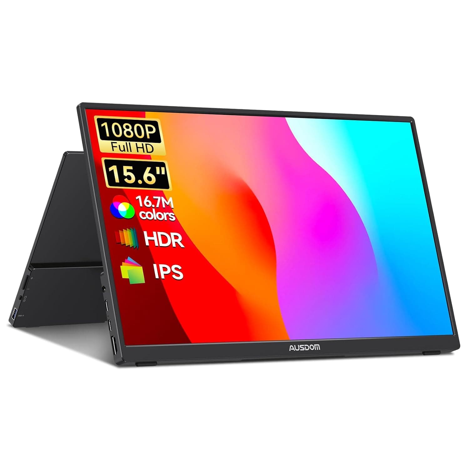 AUSDOM External Portable Travel Monitor for Laptop, 15.6 inch 1080P FHD IPS Display USB-C HDMI Mobile Second Screen, Portable Computer Monitor for Laptop/PC/Mac/iPad/iPhone/Switch/Xbox/PS4/PS5