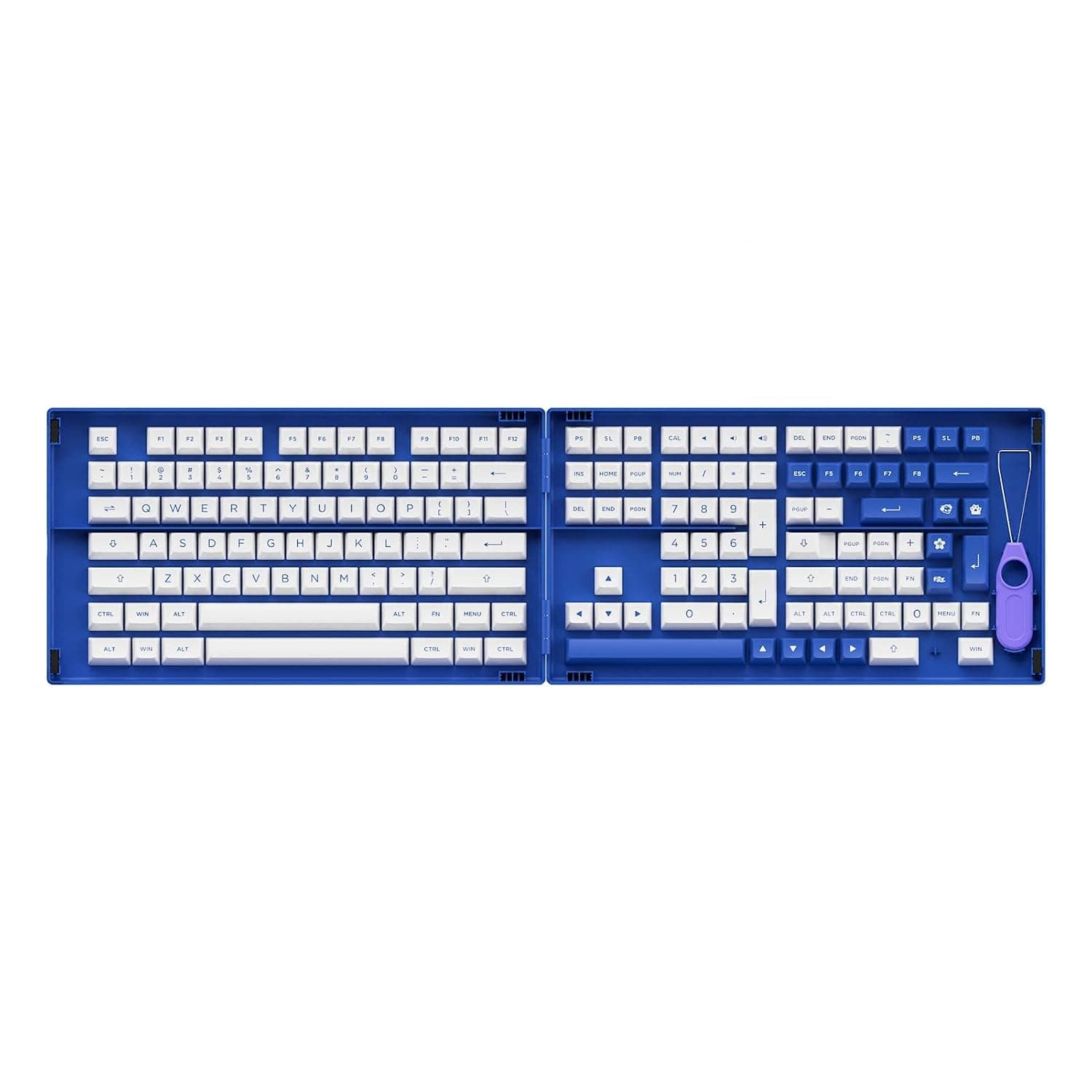 Akko Keyboard Keycaps ASA Profile, PBT Double-Shot Full Keycap Set, US Layout for Mechanical Gaming Keyboards/DIY Kit with Collection Box (Blue & White, 197 Keys)