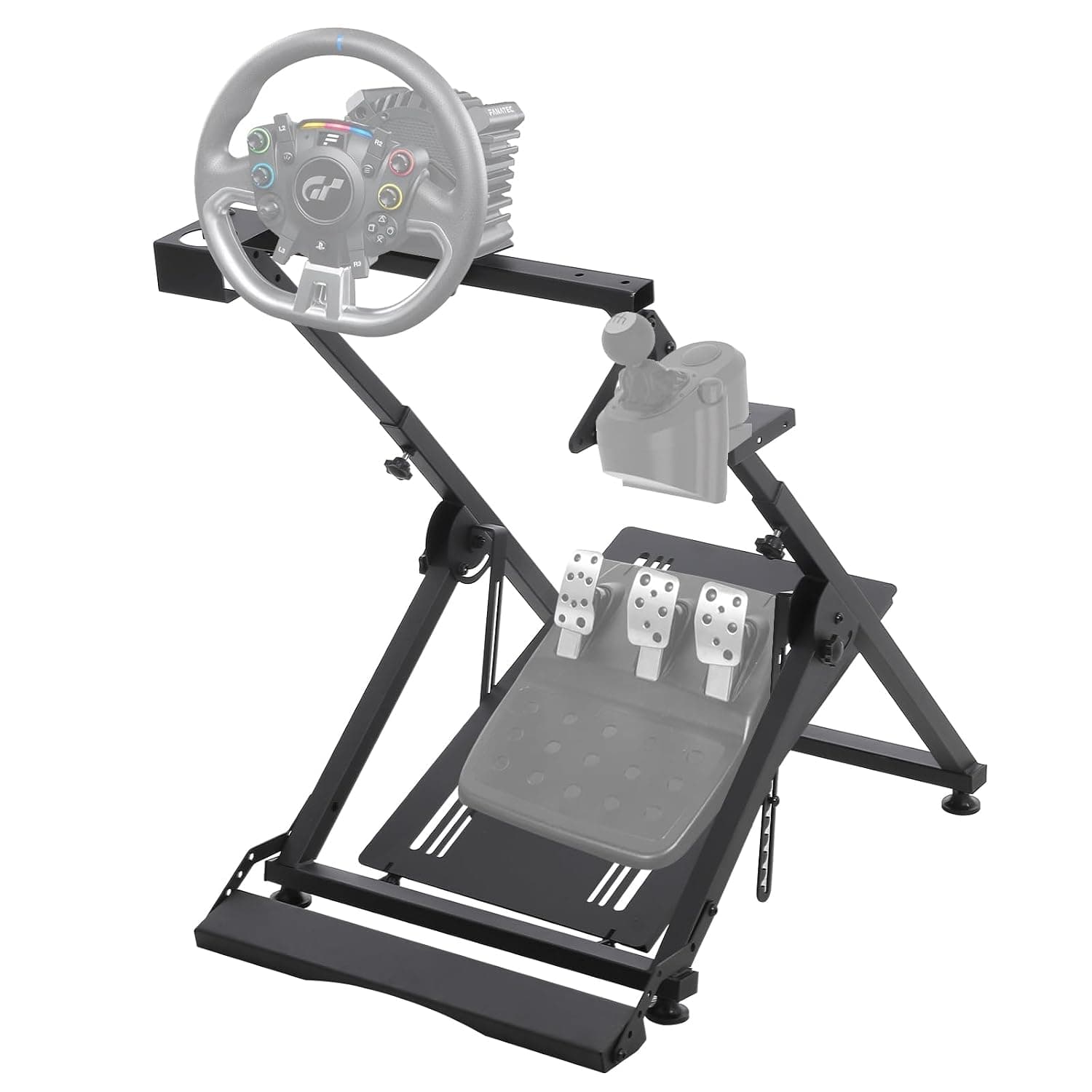 Garvee Racing Wheel Stand, Steering Wheel Stand Compatible with Logitech G25 G27 G29 G920 Thrustmaster T330TS Gaming Cockpit Height Adjustable Foldable Gaming Steering Wheel Stand NOT Included, Black