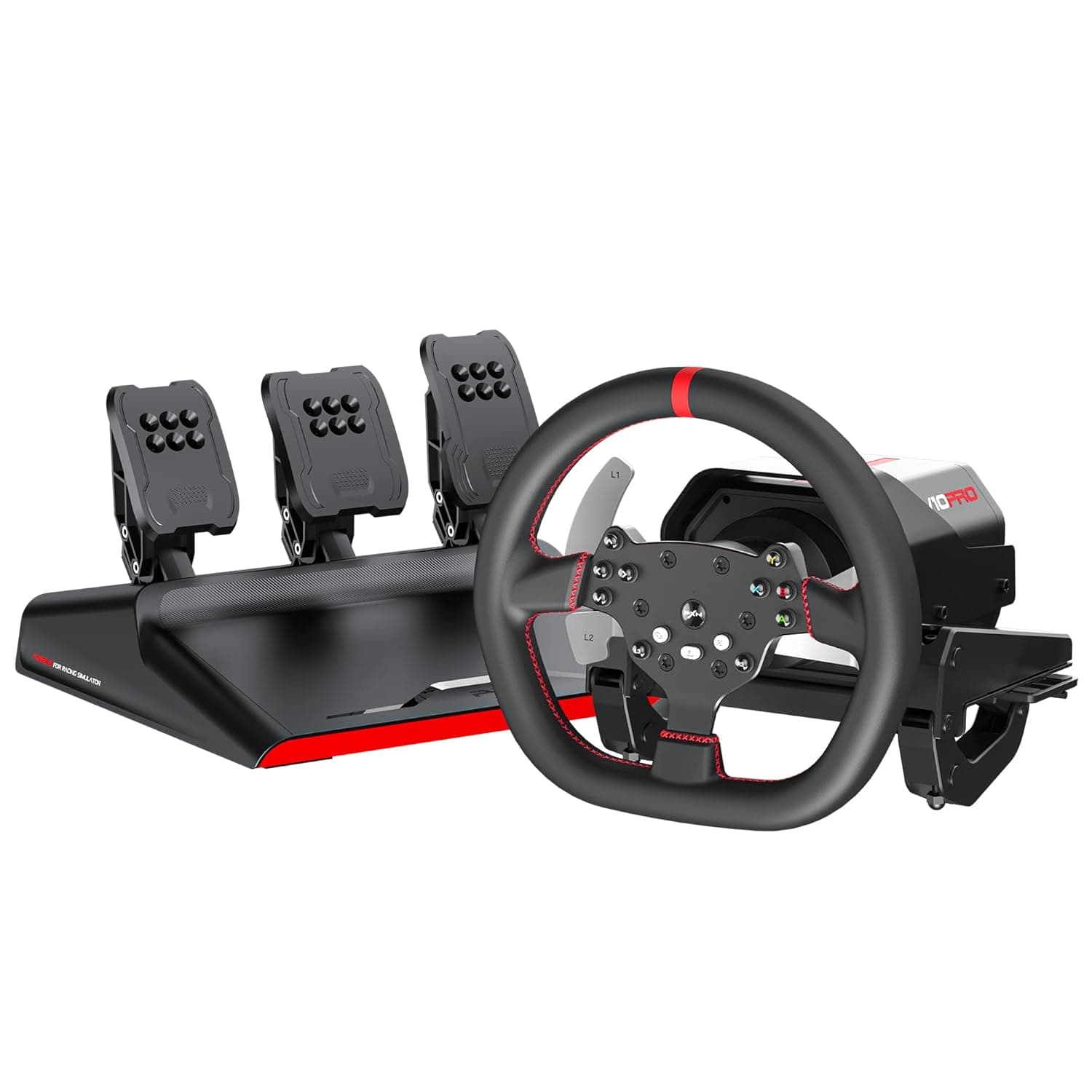 PXN V10 Pro Direct Drive Sim Racing Wheel, 3.2Nm Force Feedback | Servo Motor, 3 Hall-Effect Pedals, 4 Paddle Shifters, for PC, Xbox One, Xbox Series X/S, PS4