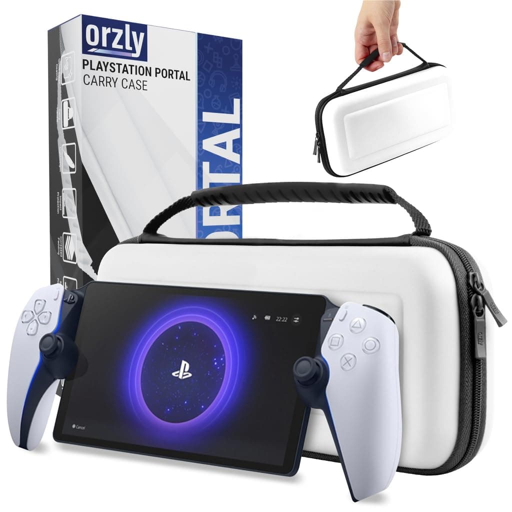 Orzly Carry Case Designed for PlayStation Portal Remote Player for PS5 Console Holds Accessories and Offers Travel and Storage Protection for Headset Charger Headset & More - Green - Gift Box Edition