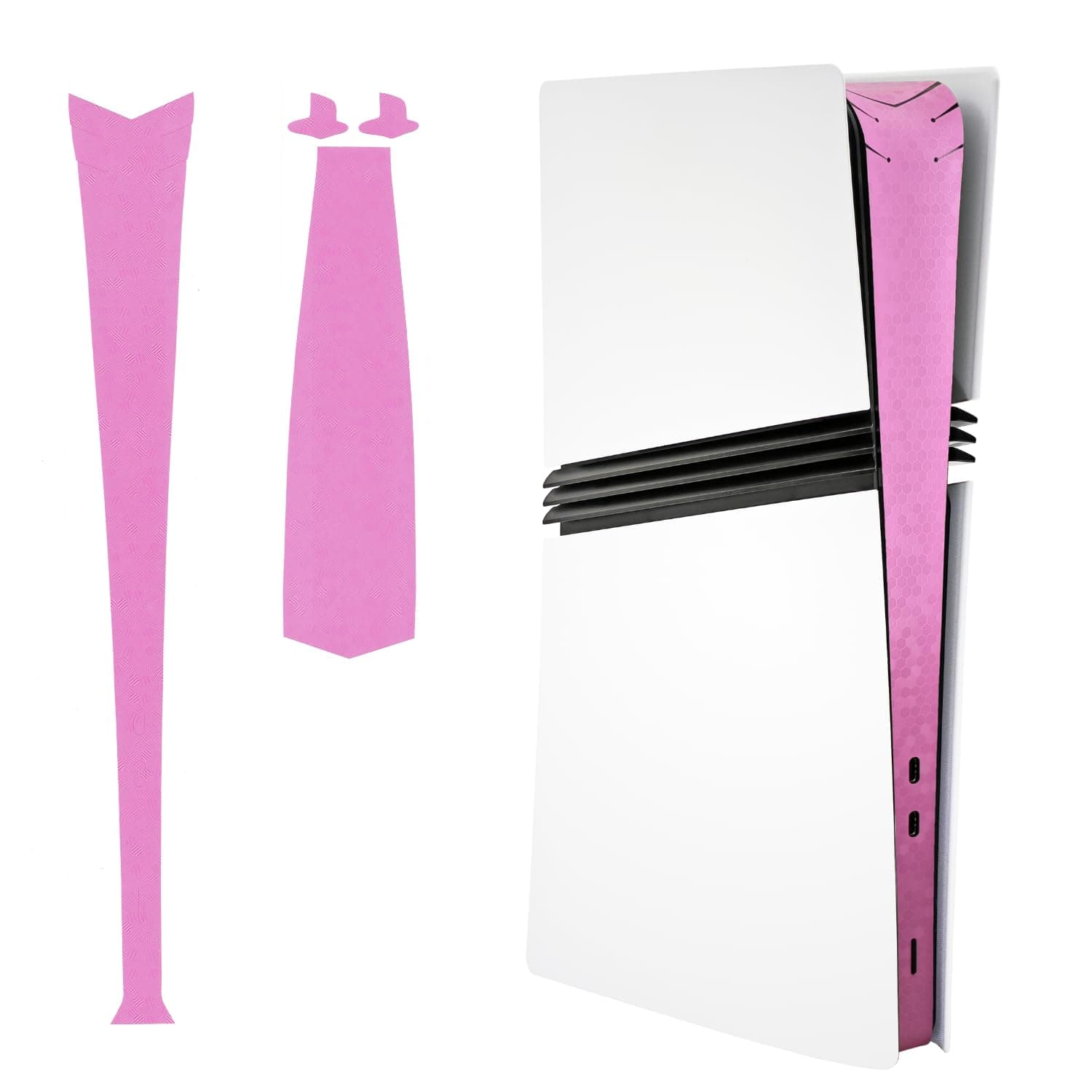 Luck&Link Skin Sticker For PS5 PRO Console Center Part Protection Texture Sticker, For ps5ro Digital Edition And Disc Edition Host Middle Strip Texture Skin(Honeycomb - Pink,FOR PS5 PRO)