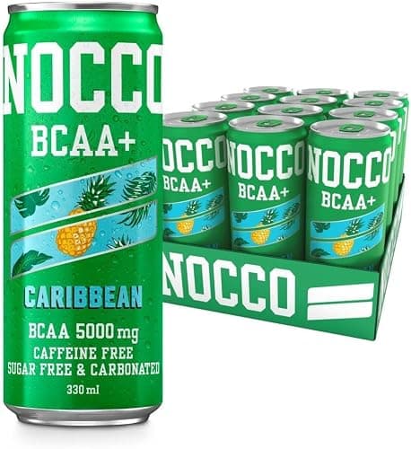 NOCCO Sugar Free Energy Drink – BCAA, Enriched with Amino Acids & Vitamins, Ideal for Pre Workout – 12 x 330ml (Caribbean BCAA+)