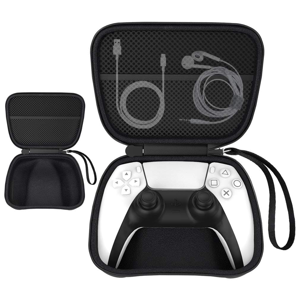 TiMOVO Controller Keyboard Carrying Case for PS5/PS5 Edge/Xbox Controller, PS5 Travel Case with Accessory Storage Holder, Hard Shell Protective Bag Fits PS5/Xbox Series X/S/One Controller, All Black