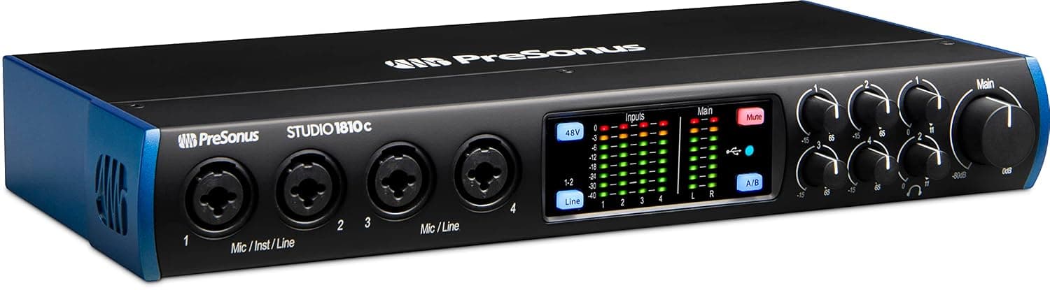 PreSonus Studio 1810c, 18x8, 192 kHz, USB-C Audio Interface with software bundle including Studio One Artist, Ableton Live Lite DAW and more for recording, streaming and podcasting