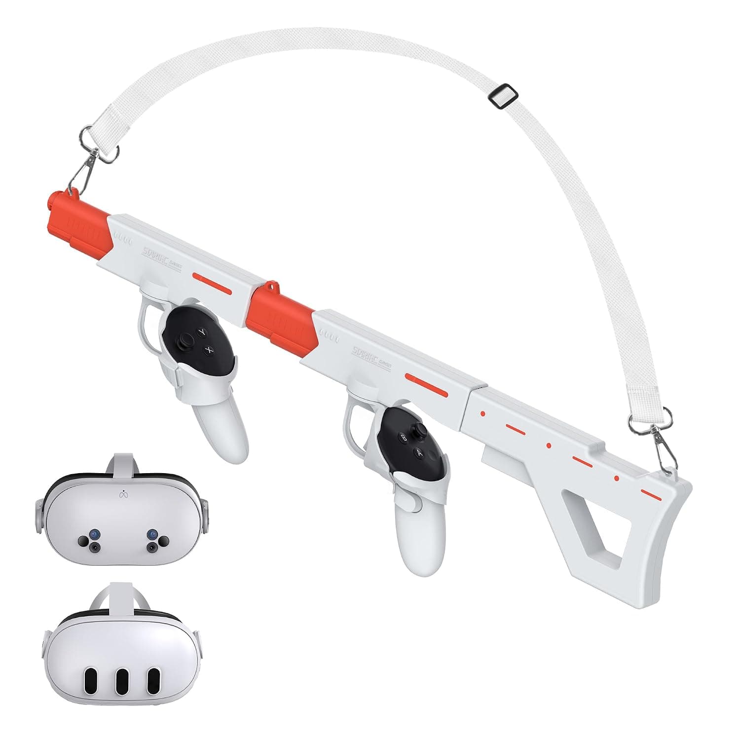 VR Gun Stock for Meta Quest 3S/Quest 3, Magnetic 2-in-1 VR Handle Accessories for Oculus Quest 3S/Quest 3, Rifle/Pistol Controller Grips with Shoulder Straps for Enhance Control Feel