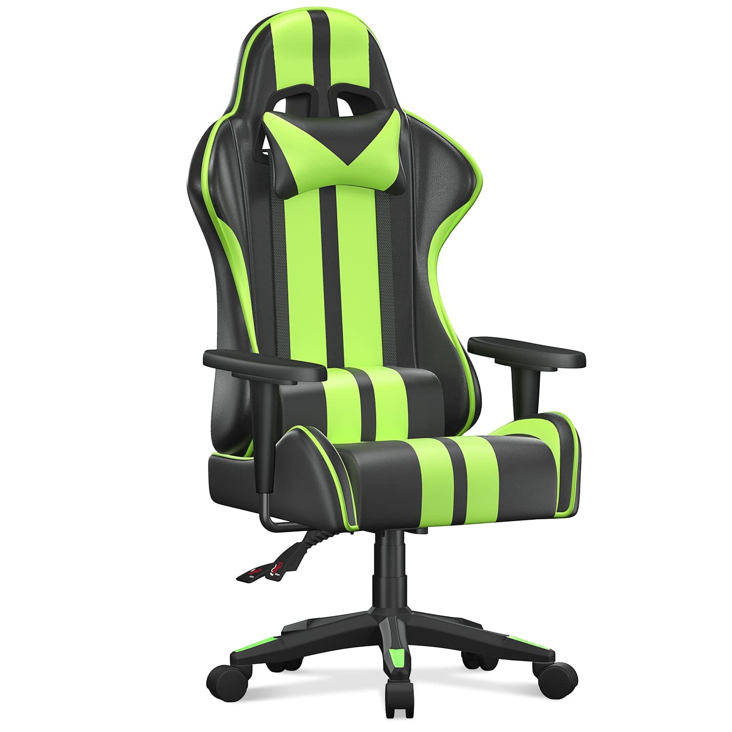 Bigzzia Gaming Chair - High Back Racing Office Computer Chair Ergonomic Video Game Chair with Height Adjustable Headrest and Lumbar Support for Adults Teens Gamer