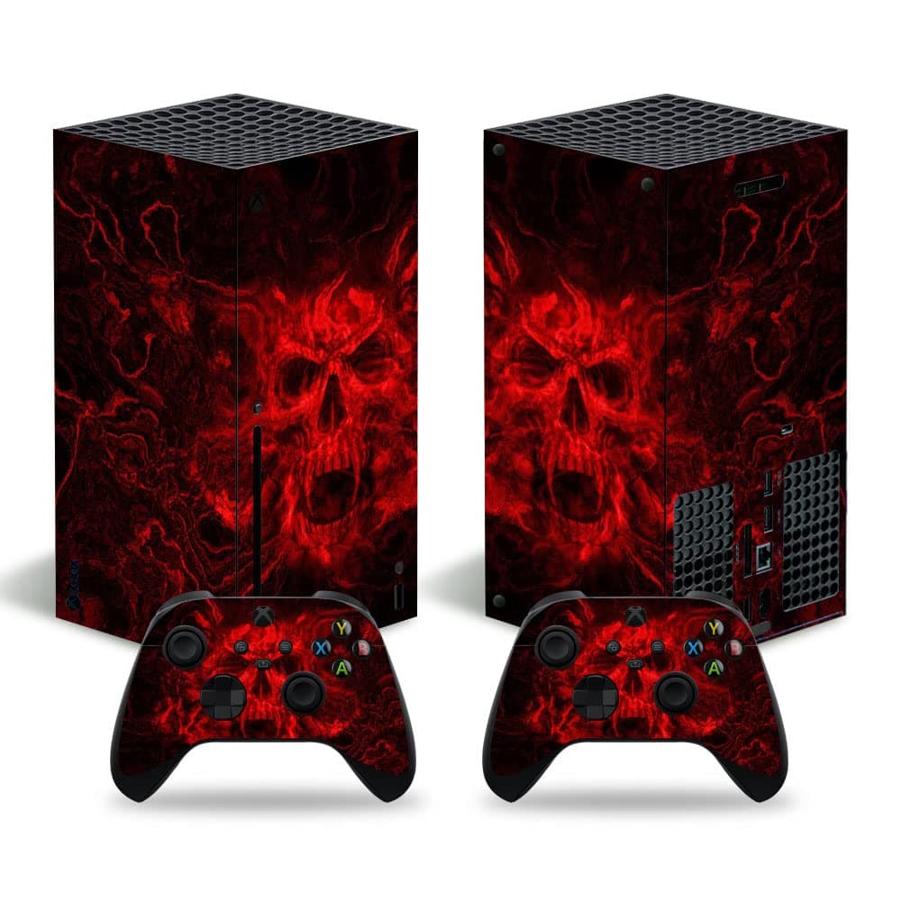 Skin Sticker for Xbox Series X Console and Controllers, Video Game Console Vinyl Decal Protective Wrap Compatible with Microsoft Xbox Series X Skin Set (Skull)