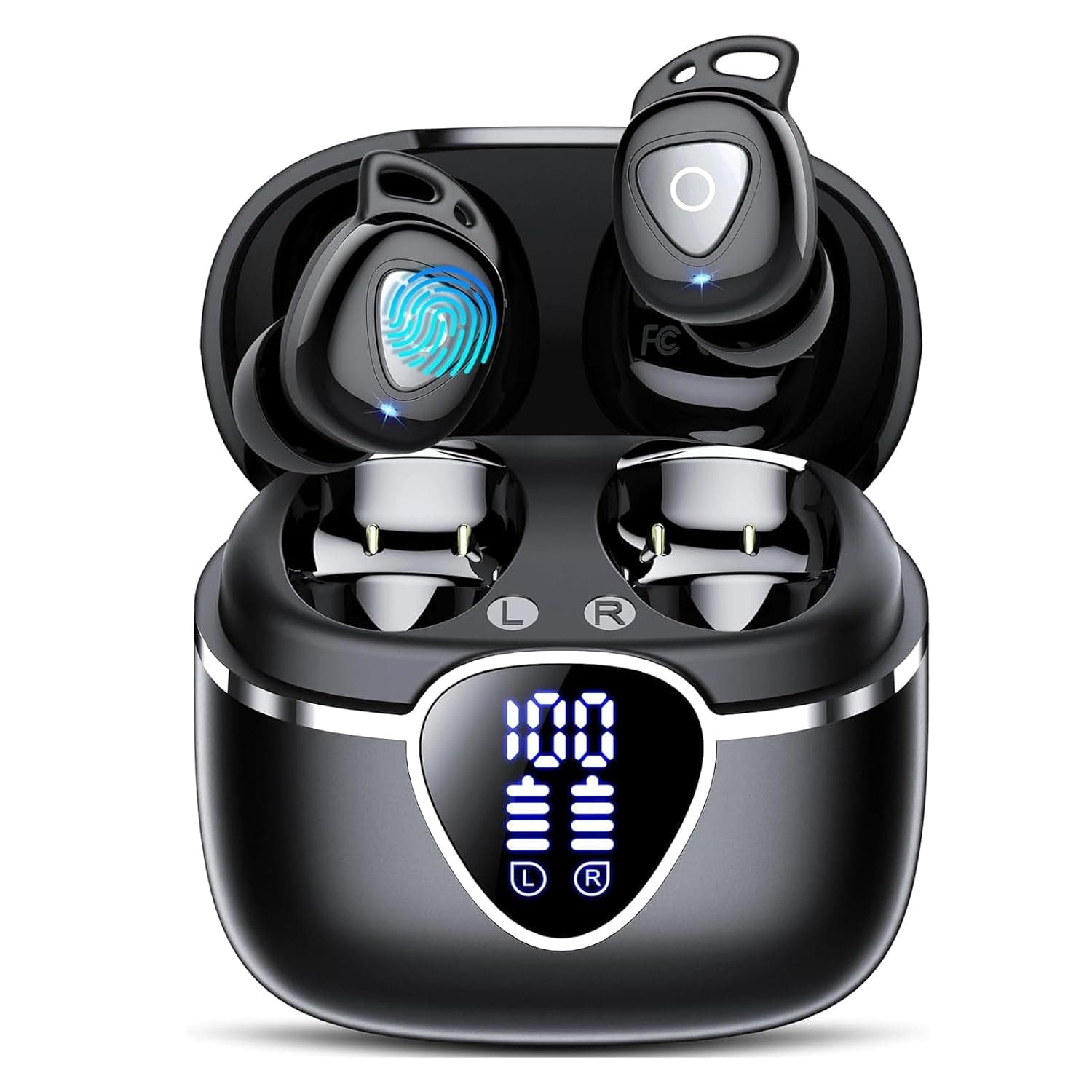 Wireless Earbuds, 2026 Bluetooth 5.4 Earphones in Ear with HiFi Stereo Deep Bass, Bluetooth Earbuds with 4 ENC Noise Cancelling Mic, 40H Clear Calls Wireless Earphones, IP7 Waterproof Dual LED Display