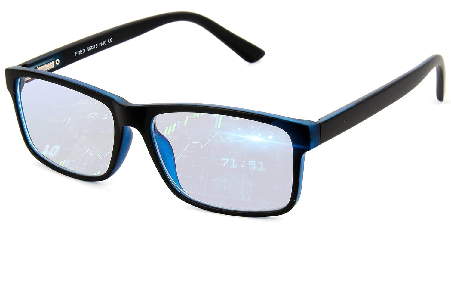 BLUE CUT Blue Light Blocking Glasses – Anti-Fatigue Computer Glasses Prevent Headaches Gamer Glasses unisex-adult| Black/Blue| 0.0x