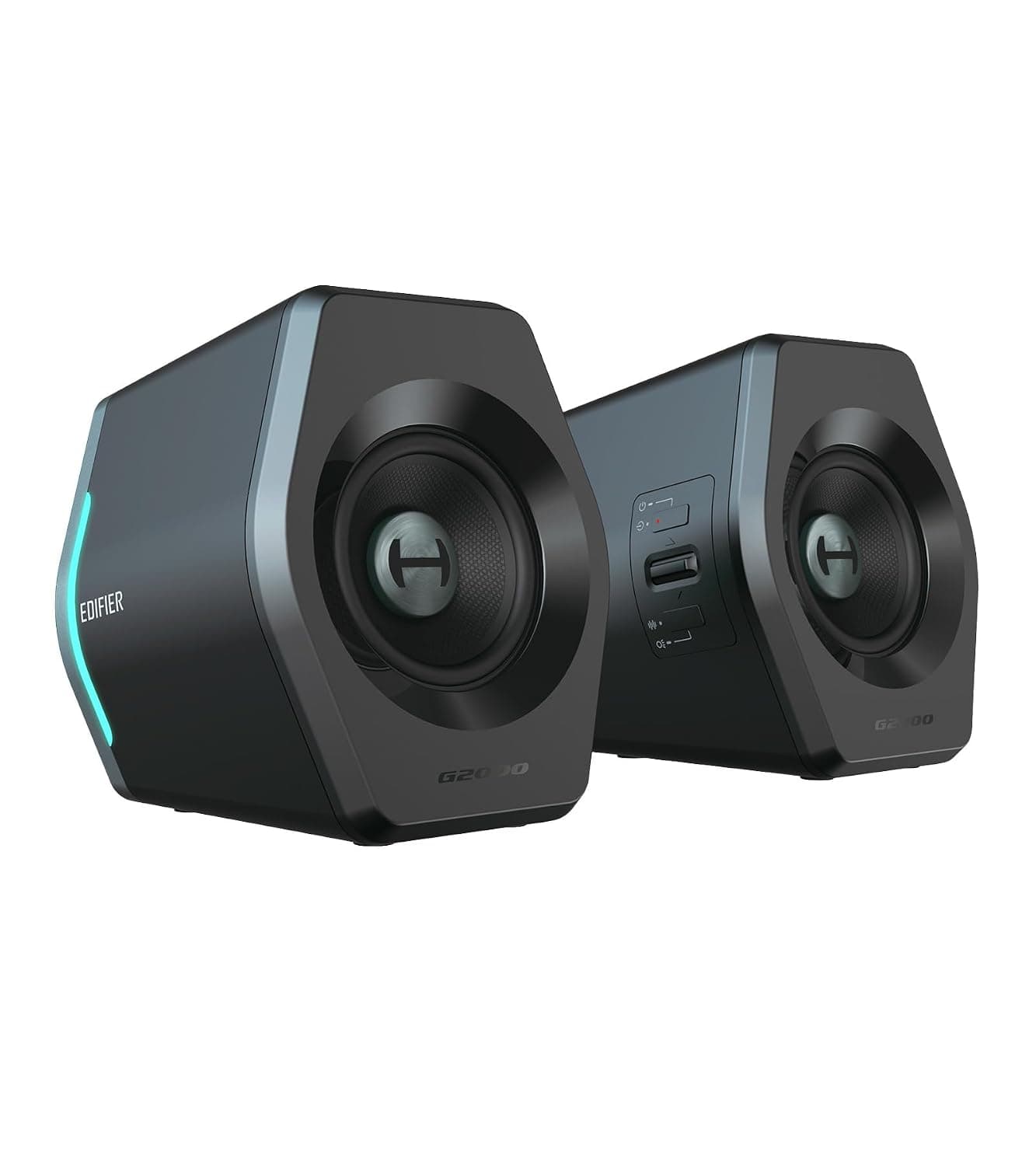 Edifier G2000 RGB Gaming Speakers, 32W Peak Power, Compact Design for PC/PS4/Desktop, Bluetooth 5.1, 3.5mm AUX, Game/Movie/Music Modes, 12 RGB Lighting Effects - Black