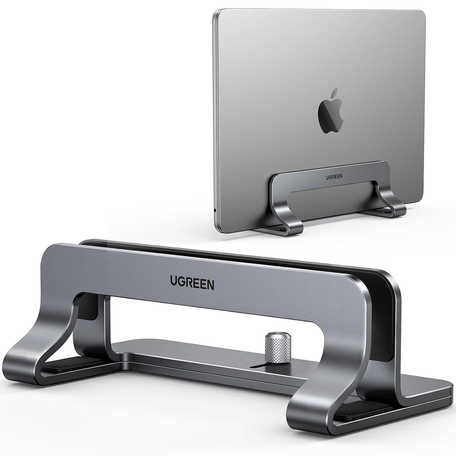 UGREEN Vertical Laptop Stand for Desk Adjustable Laptop Holder Dock | Aluminum Desktop Stand, Compatible for MacBook Air Pro, Microsoft Surface(Grey)