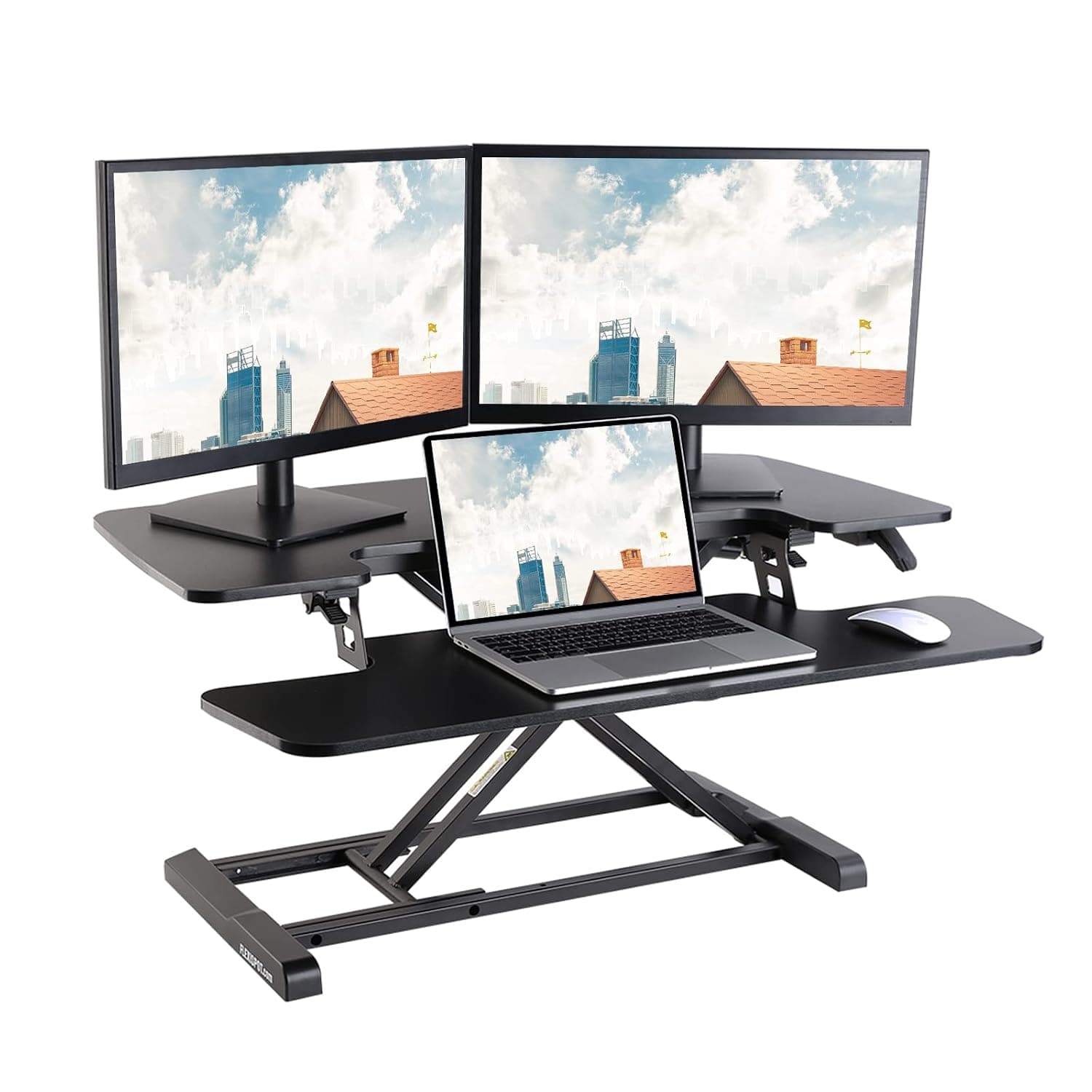 FLEXISPOT Height Adjustable Standing Desk Converter, Sit Stand Desk Riser for Dual Monitors (M9MB, 91.5 x 41.5cm)