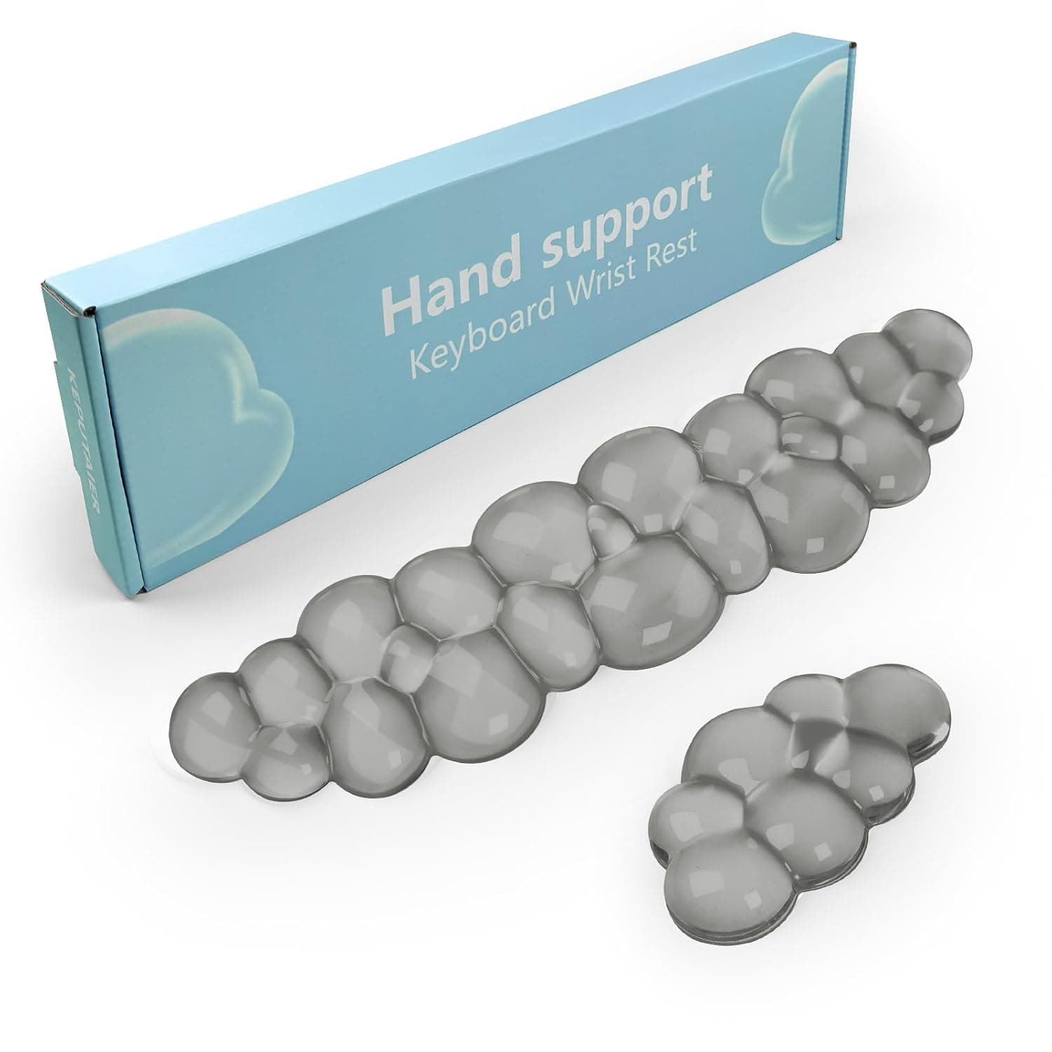 Gel Cloud Keyboard and Mouse Wrist Rest, Cute Wrist Support and Arm Support Keyboard Rest for Keyboard and Mouse Typing Pain Relief，Suitable for Office/Computer/Laptop/Gaming (Gray)