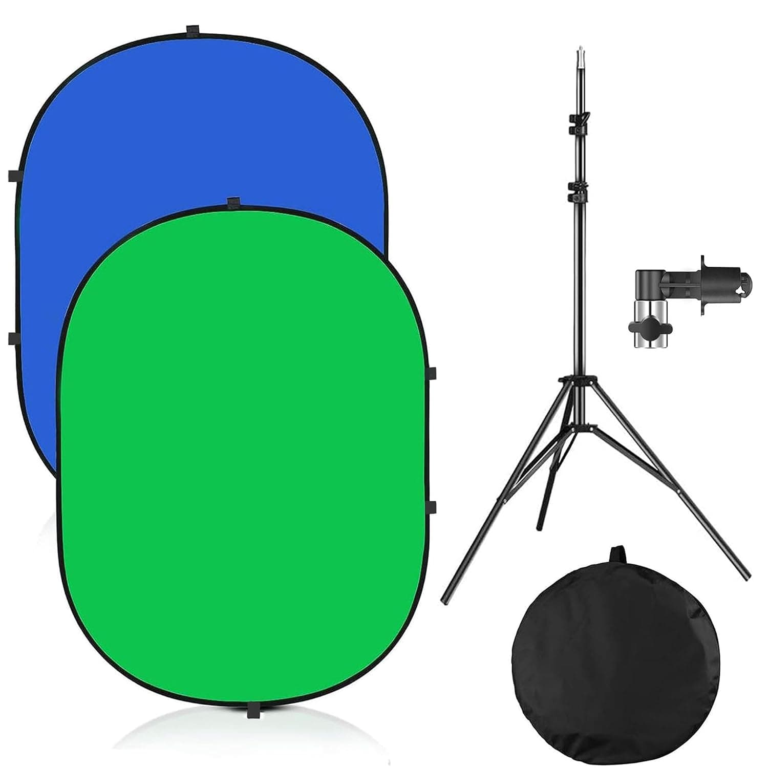 YUOCU 5x7ft/1.5x2m Chromakey Backdrop with 7.8ft/2.4m Stand, 2-in-1 Green Screen and Blue Screen Reversible Collapsible Background Panel for Photography Studio, Live Streaming, Video Shooting, Games