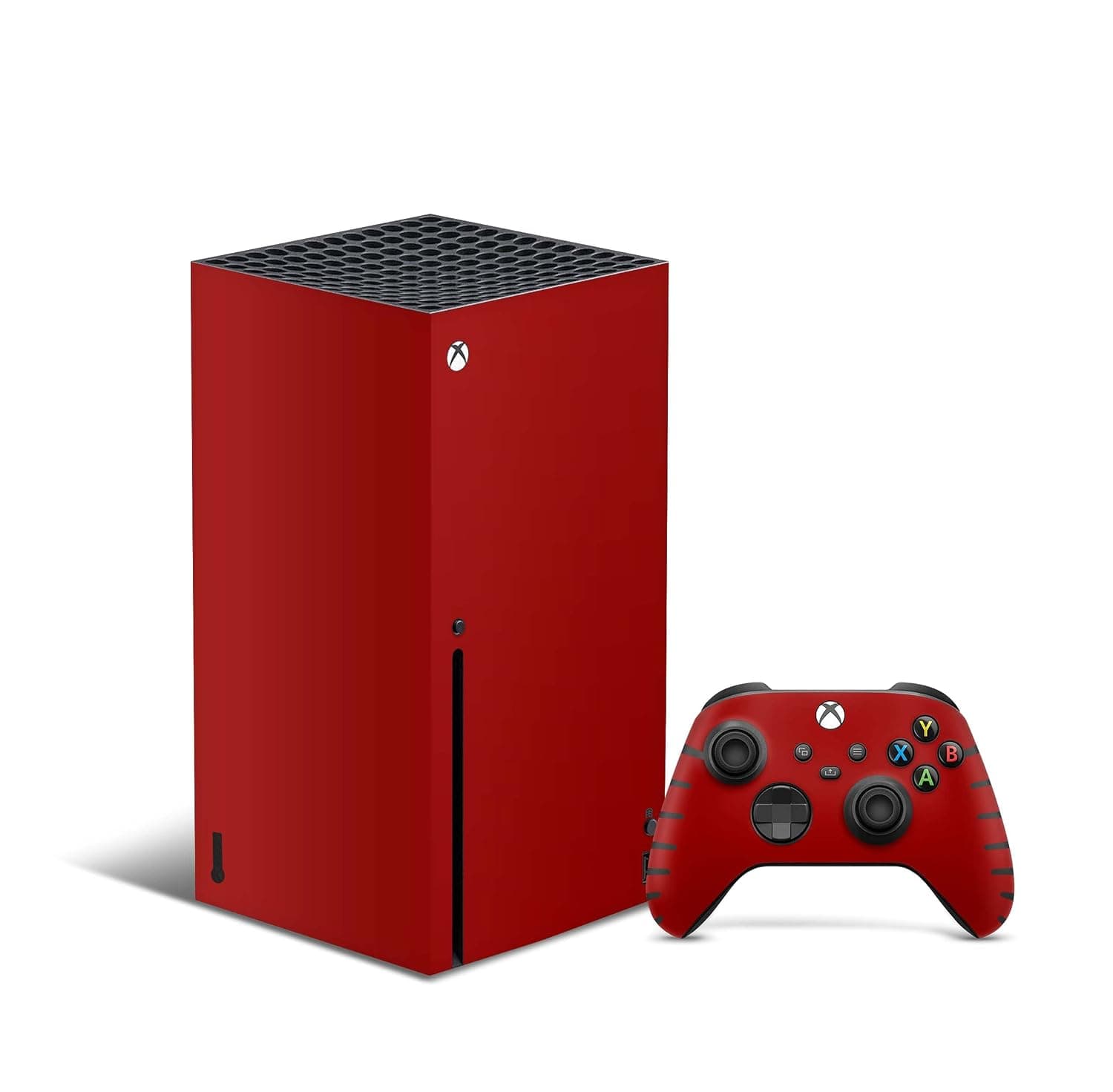 Skins4u Skin Design Protective Film Vinyl Sticker Compatible with Xbox Series X Gaming Wrap Faceplate Skins Cover Console + Controller Skin Solid State Red