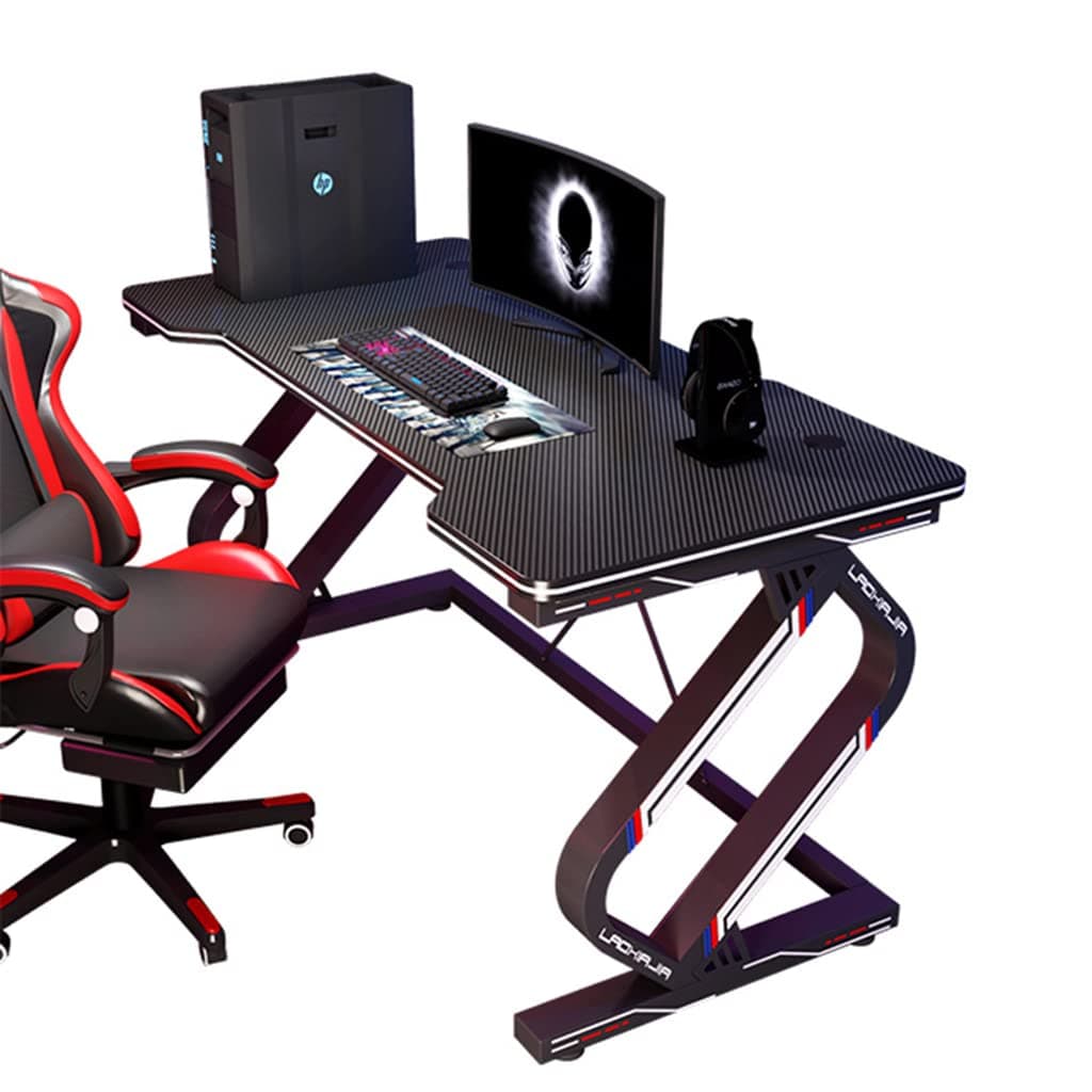 JLLIOLKY Carbon Fiber Gaming Desk, Large Computer Desk, Gaming Computer Desk, Home Office Reading Desk