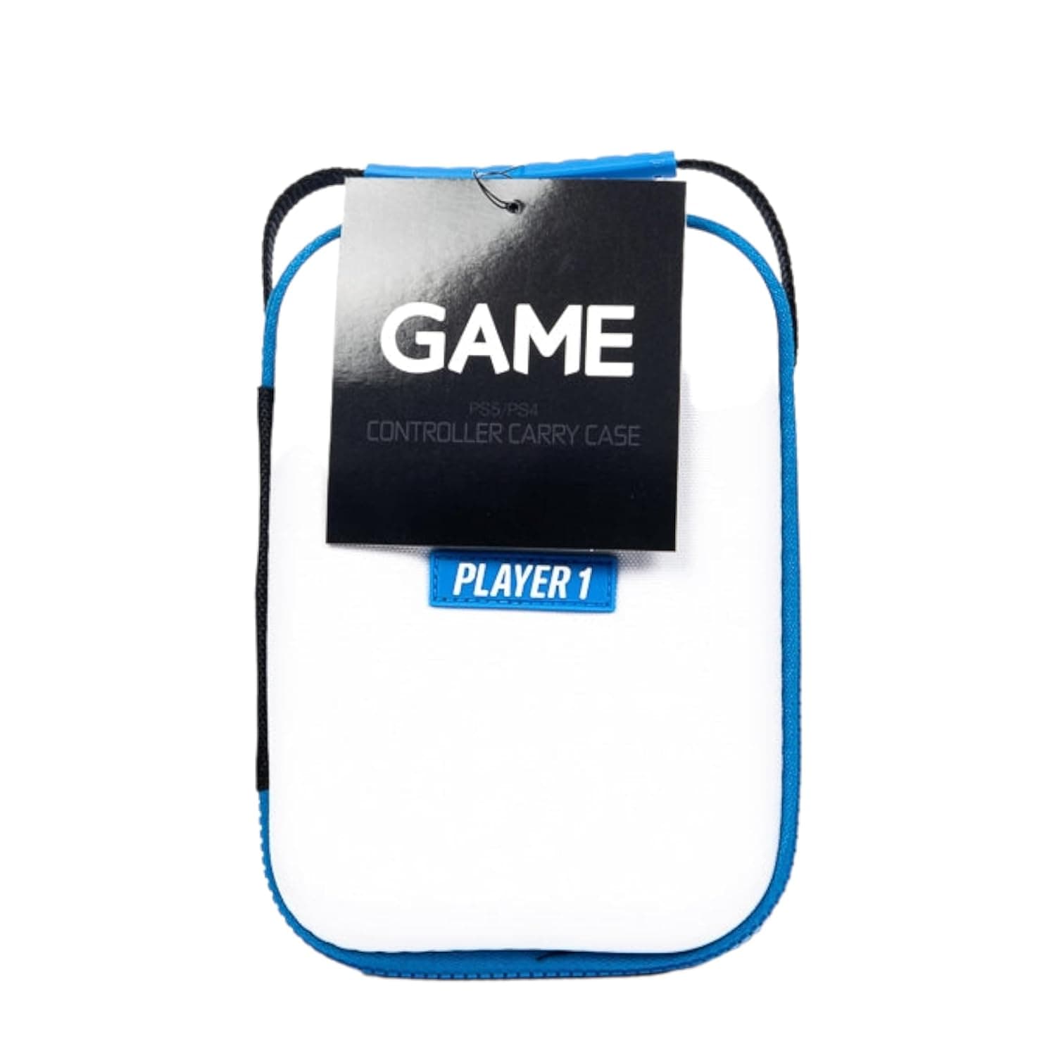 Player 1 Game Controller Carry Case for PS4/PS5, White & Blue, Protective Soft Lining, Holds 1 Controller