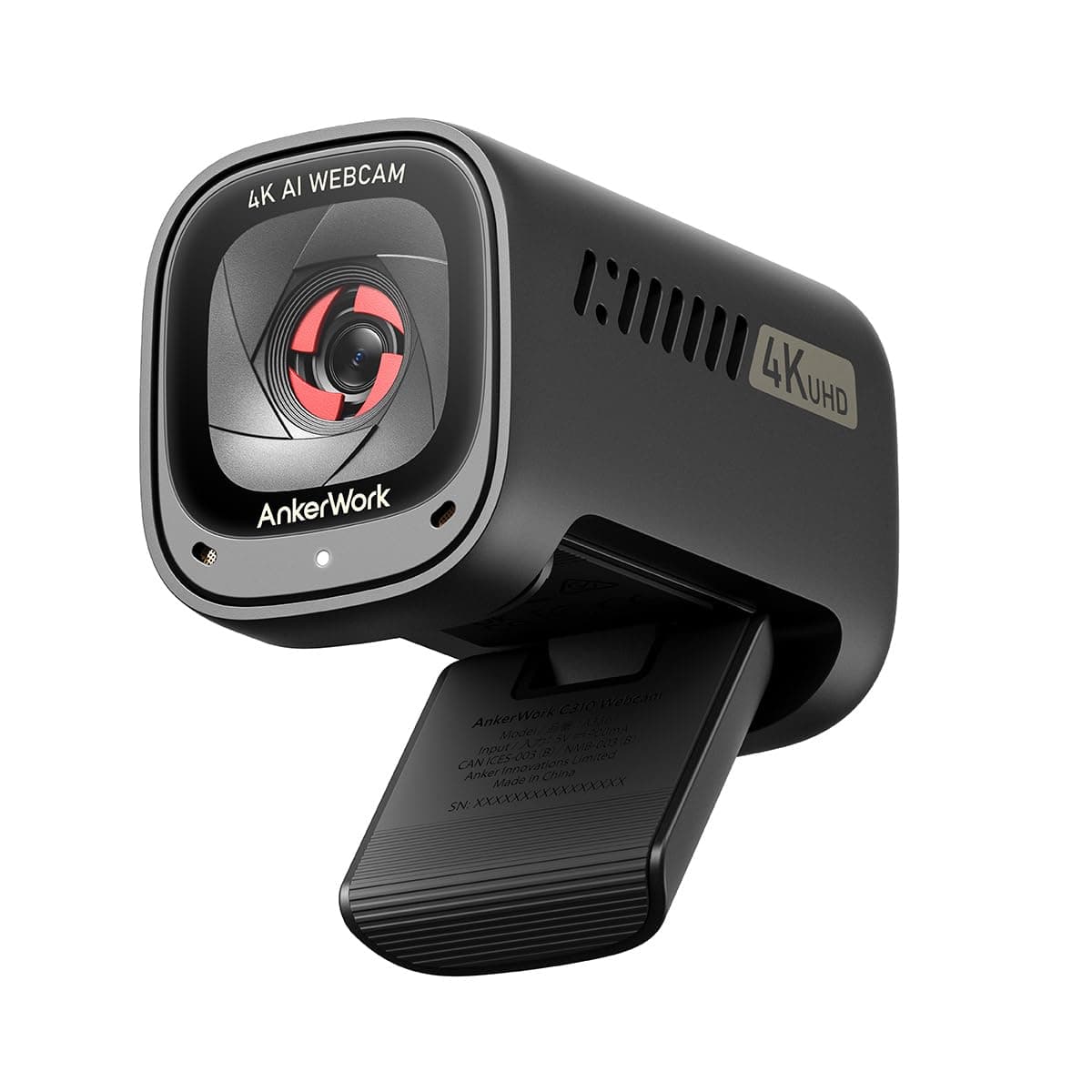 AnkerWork C310 4K Webcam for PC with 12MP Camera and AI Focus | AI Framing, AI Noise Cancelling Mic, Privacy Cover, Adjustable FOV and 1080p at 60fps HDR for Calls and Streaming