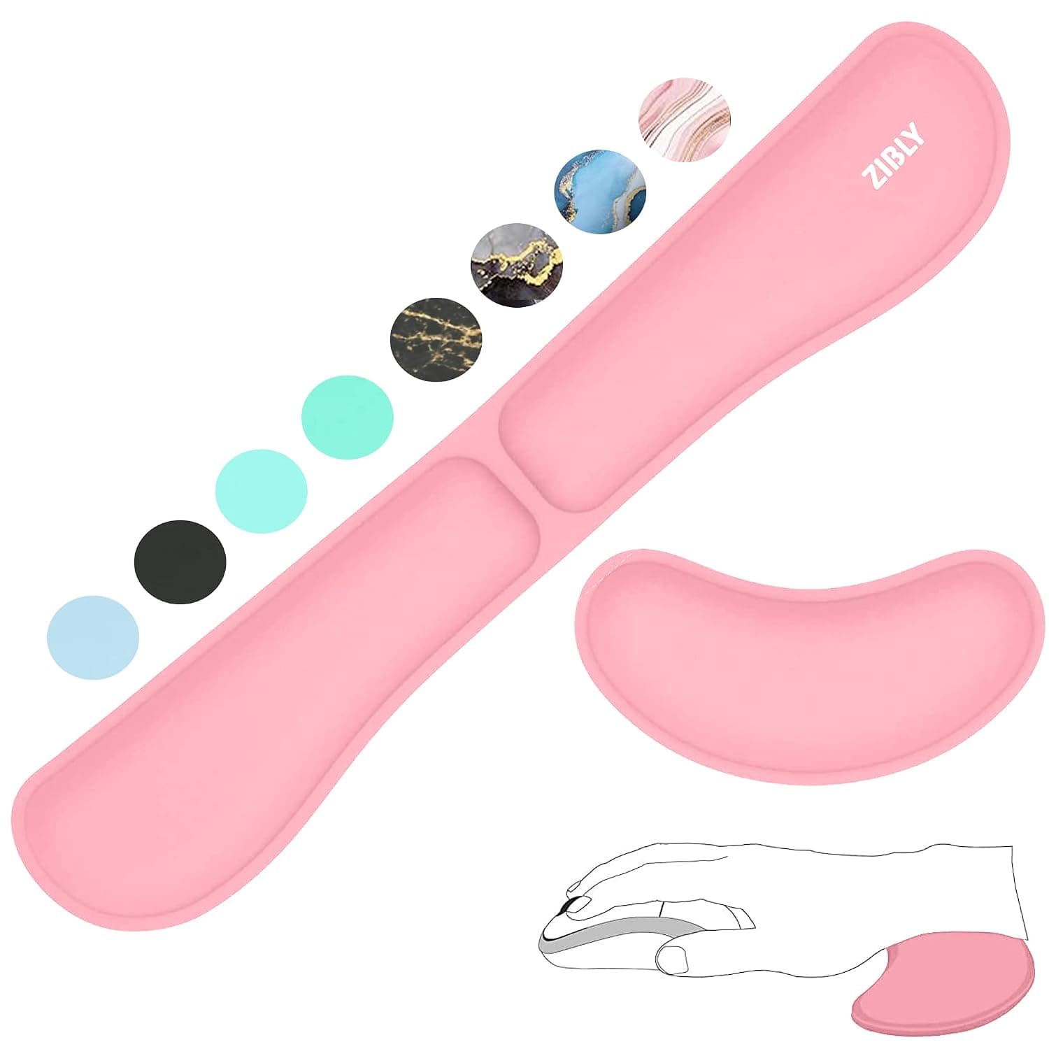 ZIBLY Wrist Rest Keyboard and Mouse Set - Anti-Skid Non Slip Ergonomic Wrist Cushion Support Pad - Easy Typing,Pain Relief - Premium Memory Foam for Work from Home (Wrist Rest Pink)