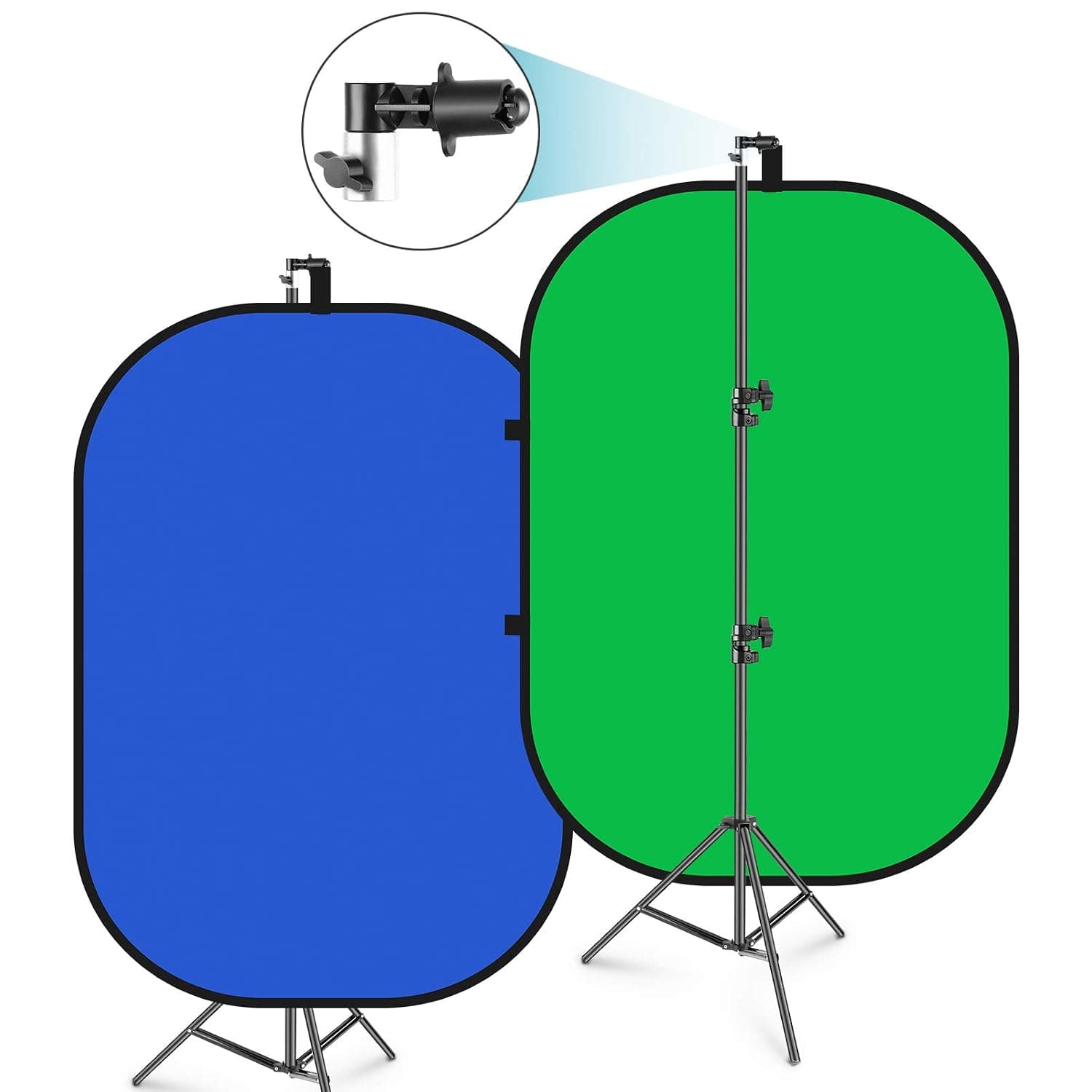 Neewer 5x7ft/1.5x2m Chromakey Foldable Backdrop with Stand 8.5ft/2.6m, 2-in-1 Reversible Green Blue Green Background Panel for Photography Studio, Live Streaming, Video Calls, Games | 2 in 1 Reversible Blue Green Background Panel, for Photography Studio, Live Streaming, Video Calls, Games