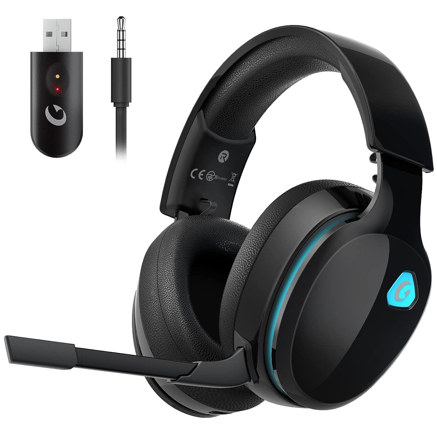 Gvyugke Gaming Headset, 2.4GHz Wireless Gaming Headphone for PS4, PS5, PC, Mac, 5.2 Bluetooth Headphone with Detachable Noise Canceling 3D Microphone, 3.5mm Wired Mode for Xbox Series | 5.2 Bluetooth Headphone with Detachable Noise Canceling 3D Microphone, 3.5mm Wired Mode for Xbox Series