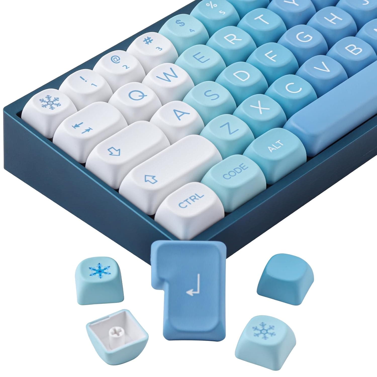 Sunzit Cute Custom PBT Keycap Set - 148 Keys MOA Profile, Dye-Sub Blue Snow Monster for Cherry MX Switches, ISO/ANSI UK Layout Mechanical Gaming Keyboard