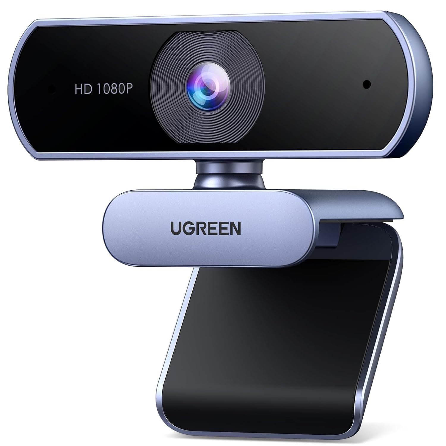 UGREEN Full HD 1080P/30fps Webcam for PC/Laptop/Mac, Auto Light Correction | Clear Stereo Audio Mics, Fixed Focus, Plug&Play, 85° View Webcam USB Camera for Live Streaming, Video Calling, Conferences