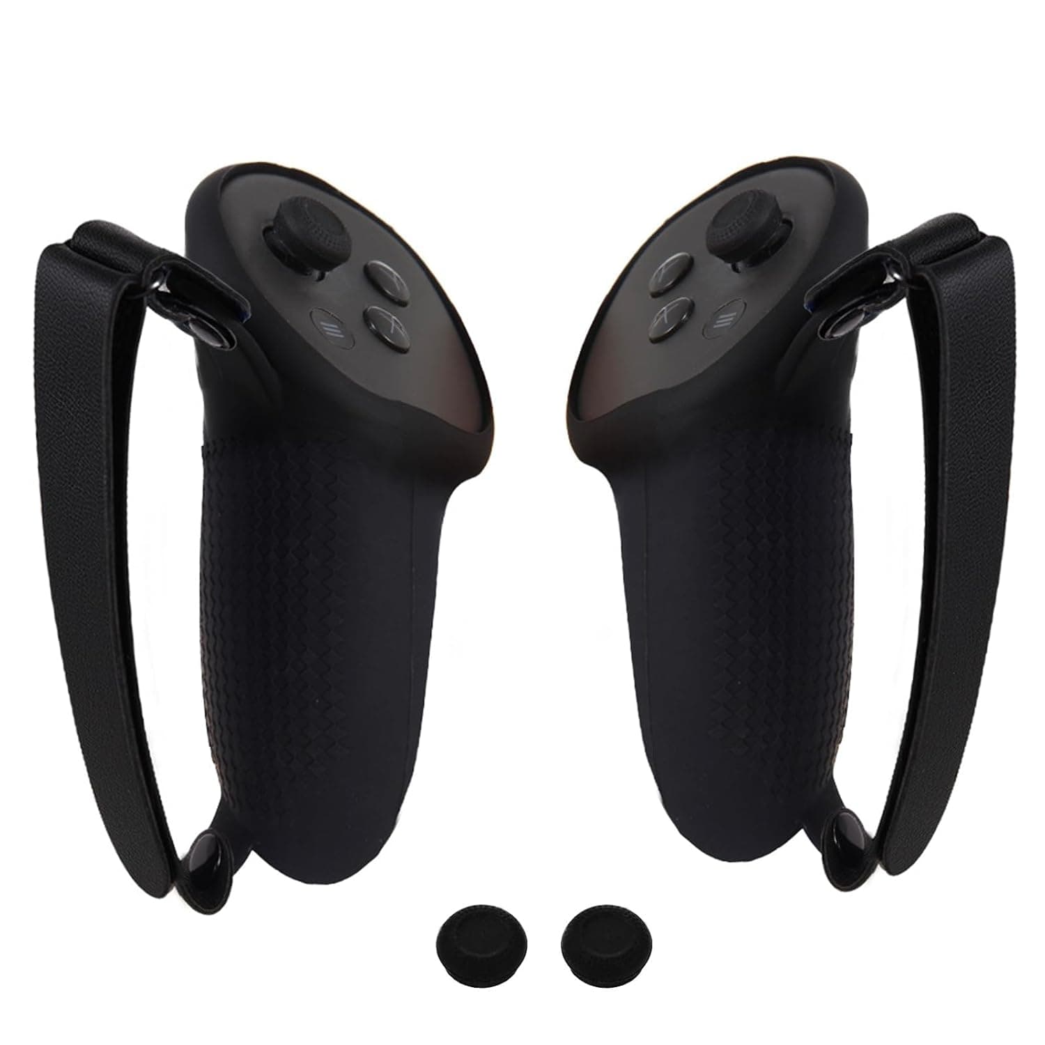 VR Touch Controller Silicone Protective Grip Cover for Meta Quest 3/3S,Drop and Slip Resistant, with Adjustable Knuckle Strap and Joystick Cap Covers